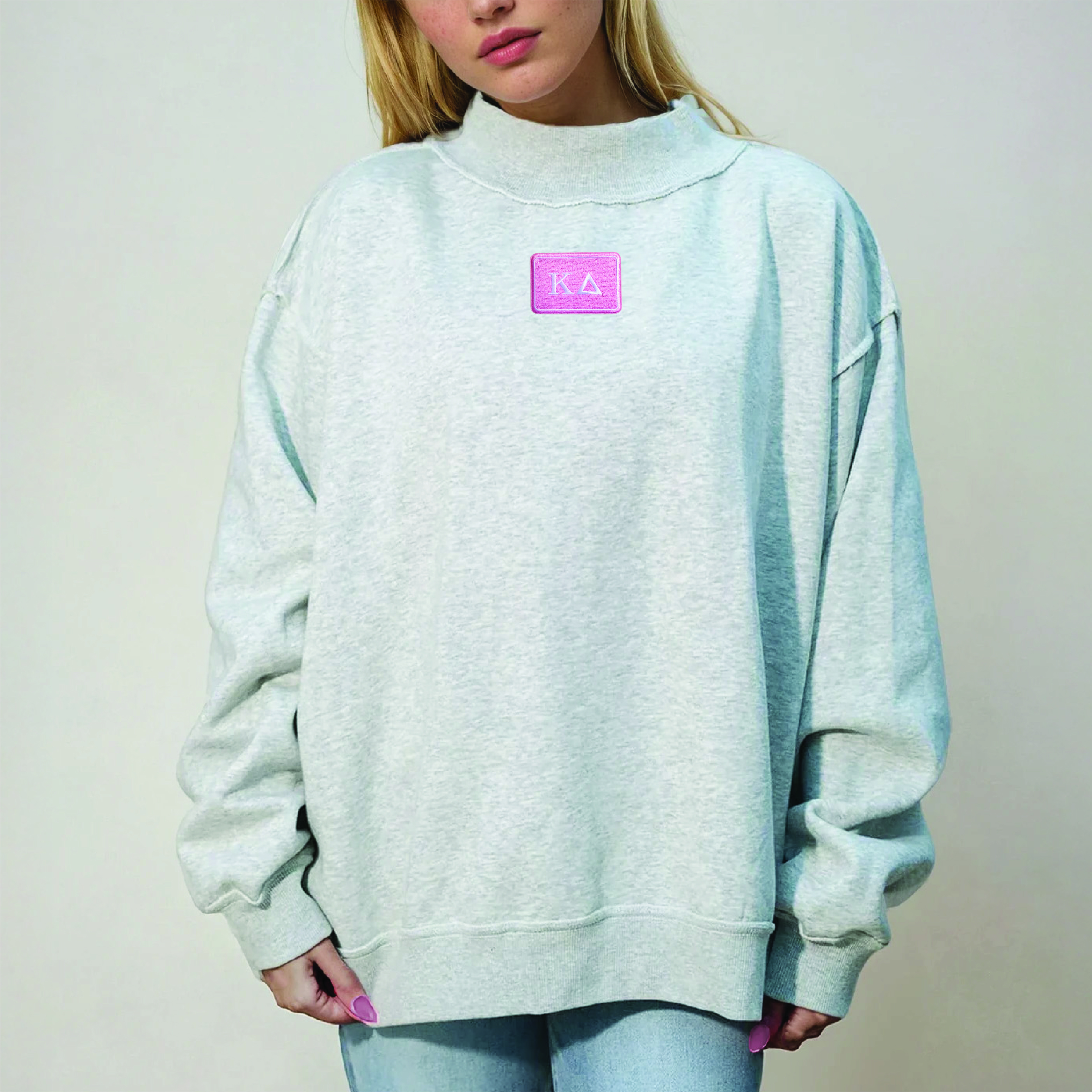 Picture of Sorority Letter Patch Mockneck Sweatshirt L/XL-Kap
