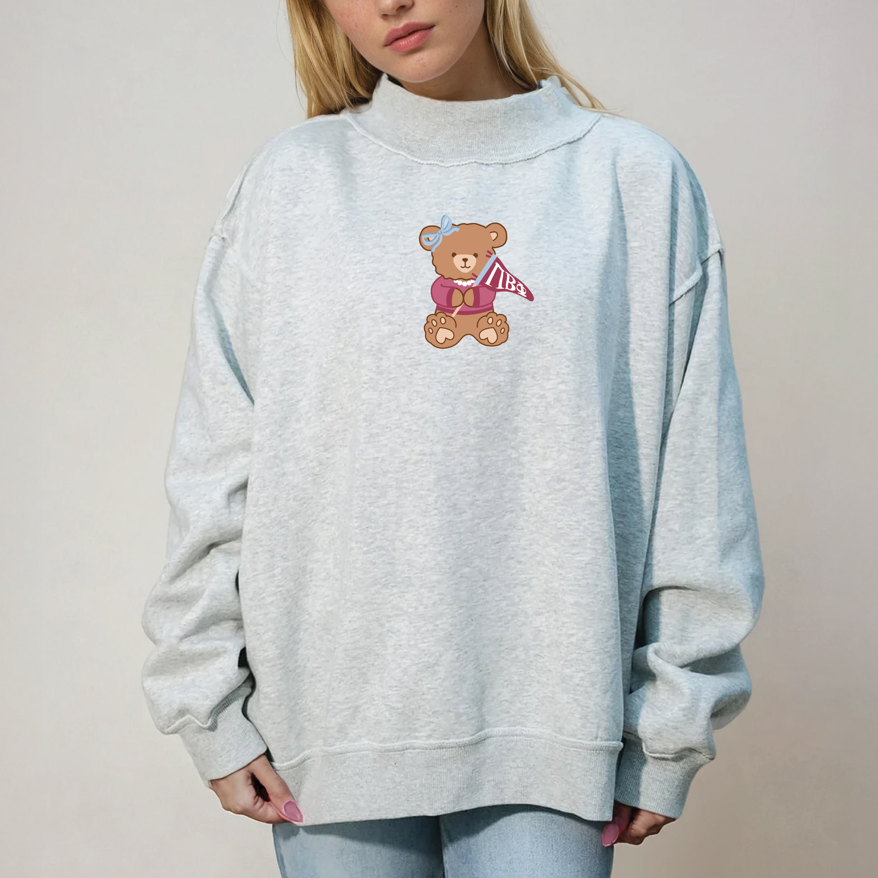 Picture of Sorority Teddy Bear Mockneck Sweatshirt S/M-Pi Bet