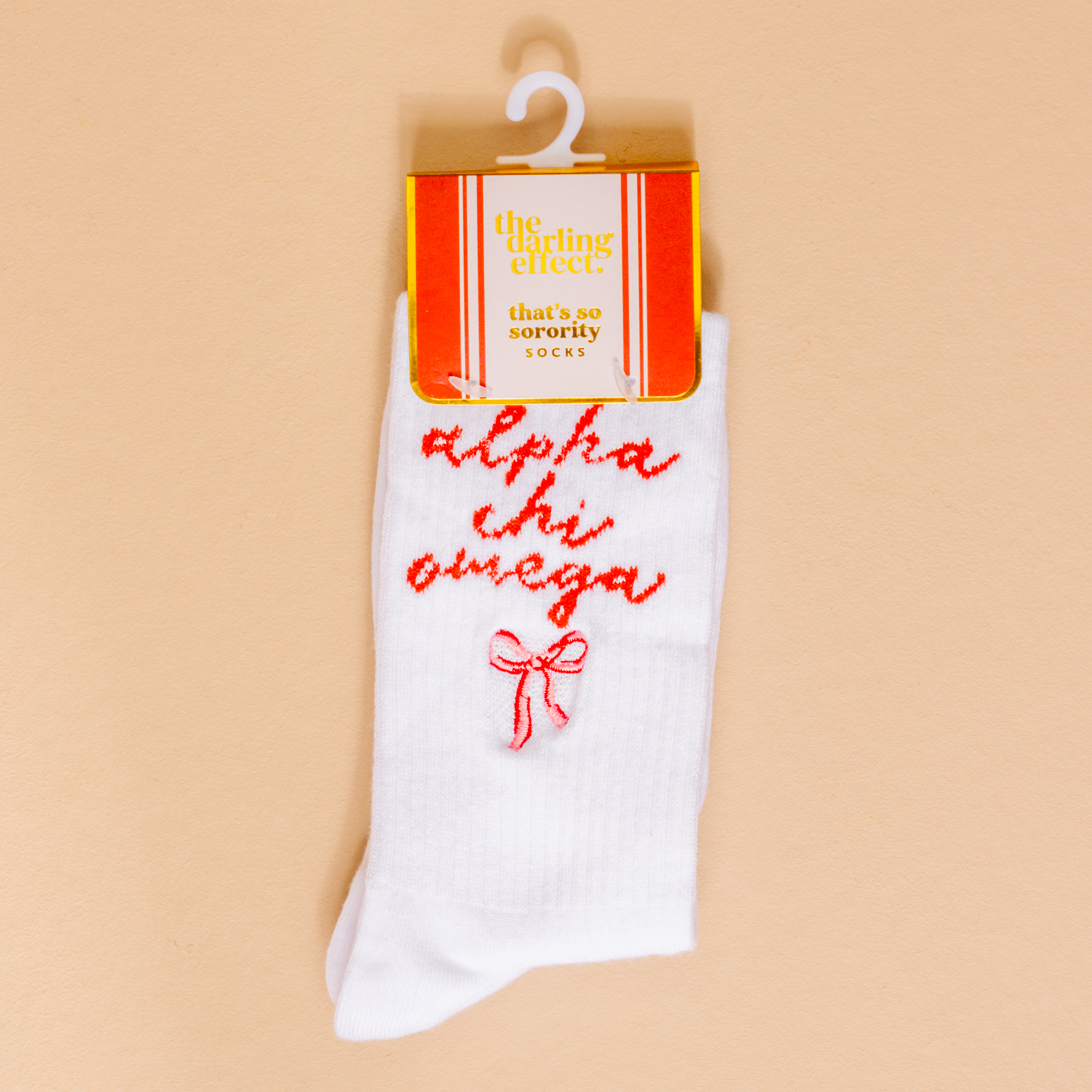 Picture of Sorority Embroidered Crew Socks-Alpha Chi Omega