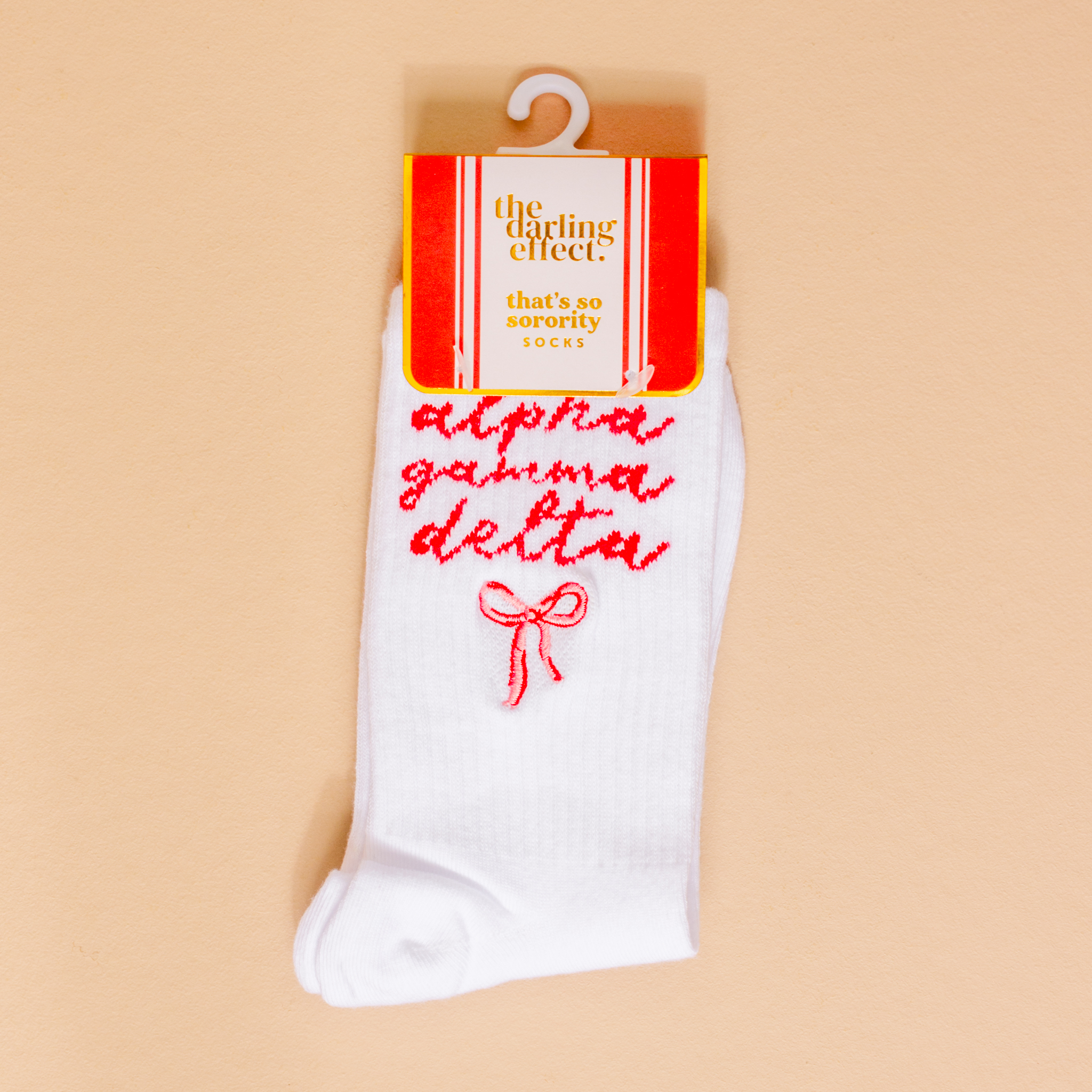 Picture of Sorority Embroidered Crew Socks-Alpha Gamma Delta