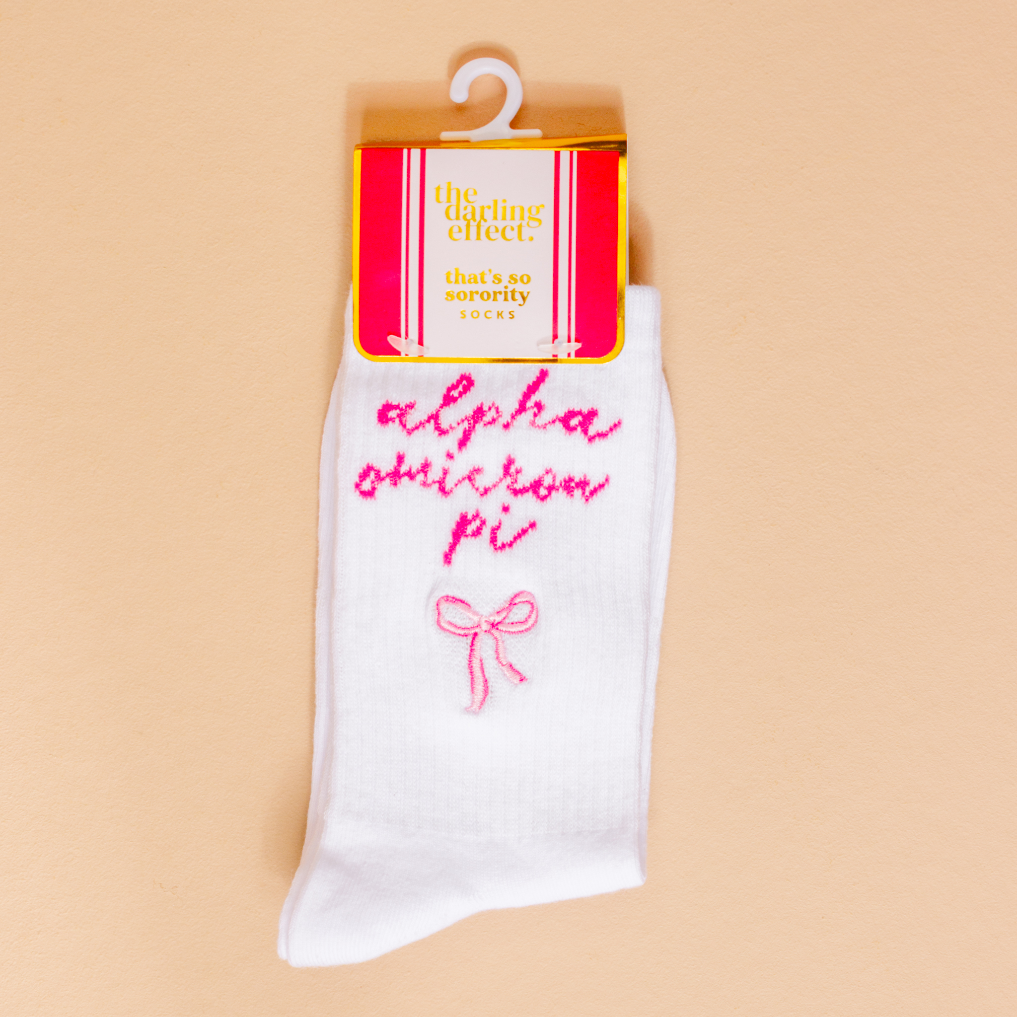 Picture of Sorority Embroidered Crew Socks-Alpha Omicron Pi