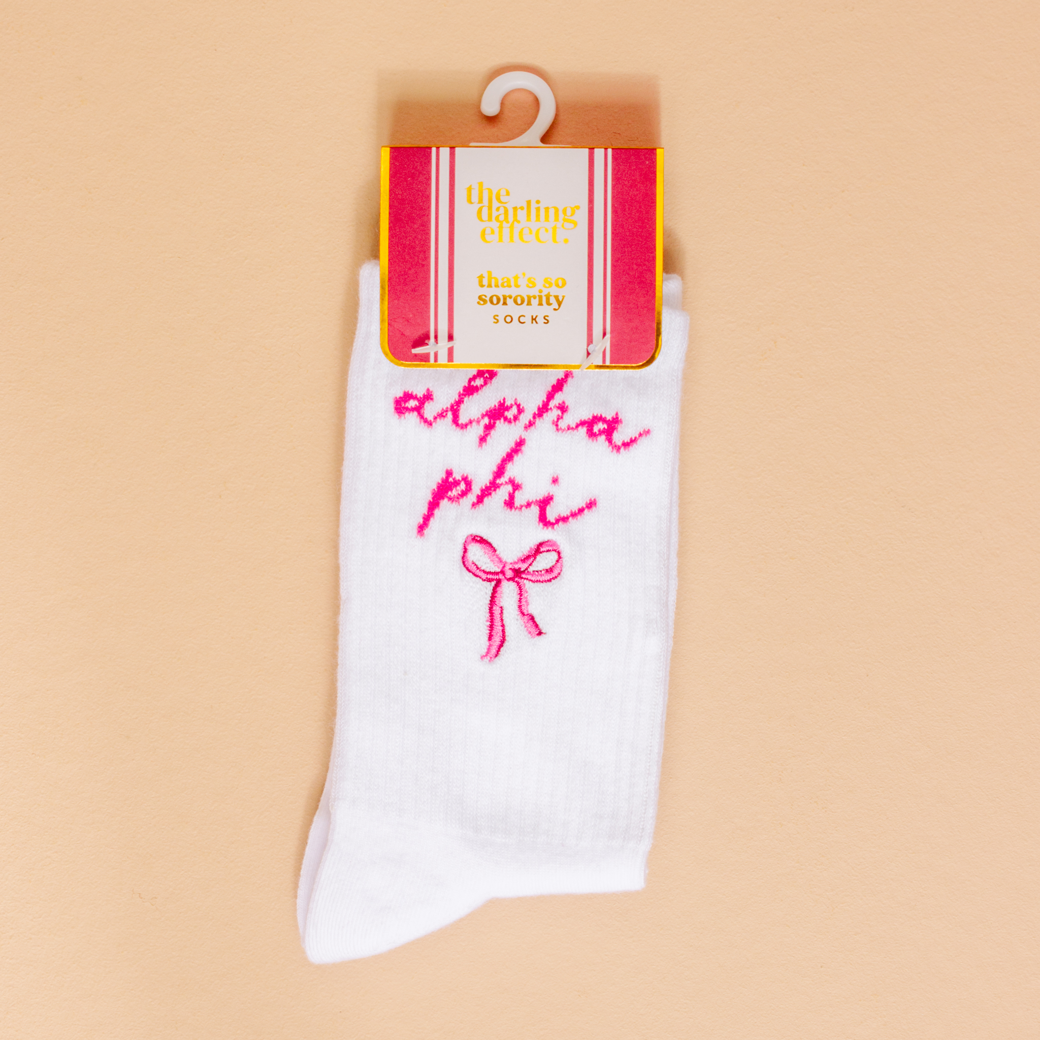 Picture of Sorority Embroidered Crew Socks-Alpha Phi