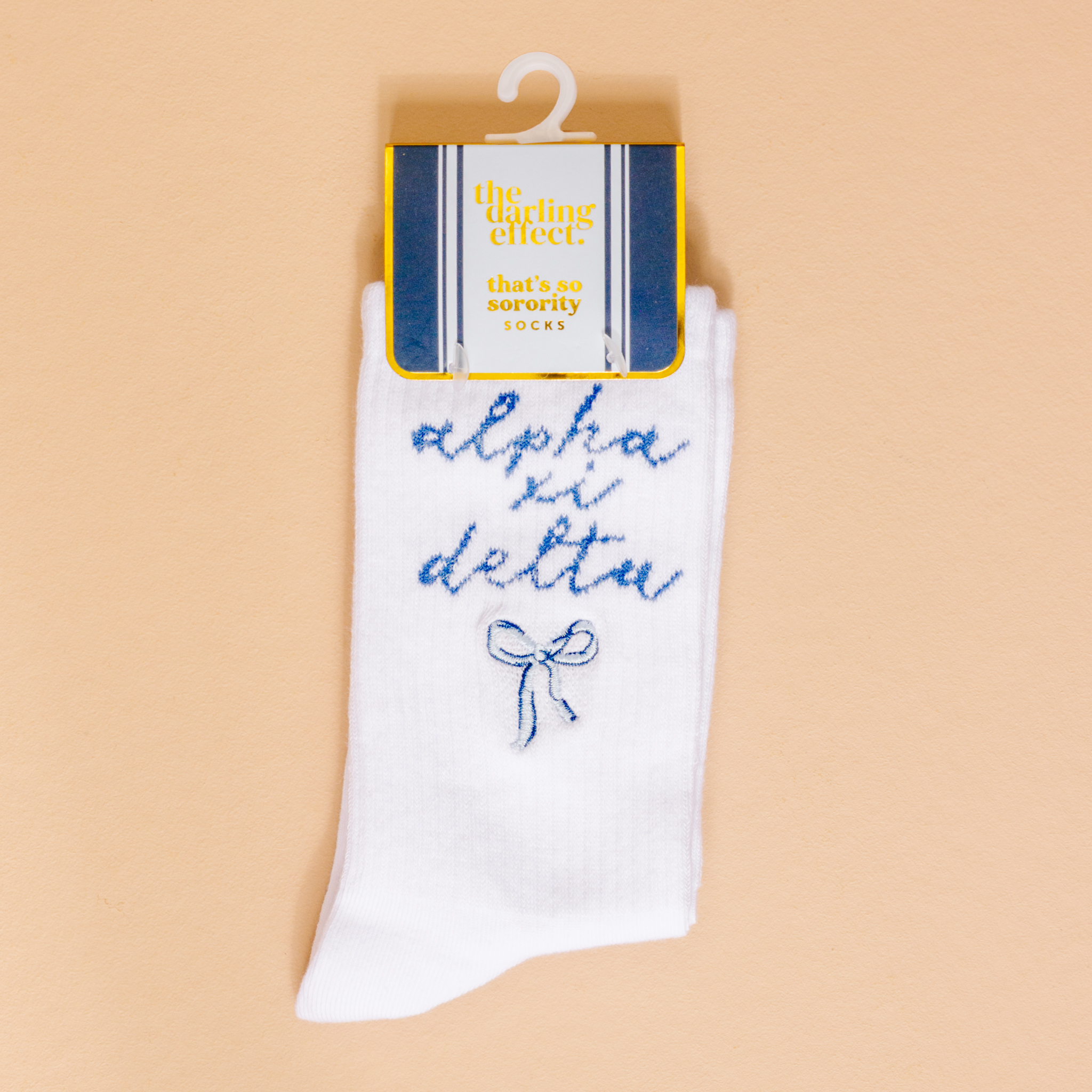 Picture of Sorority Embroidered Crew Socks-Alpha Xi Delta