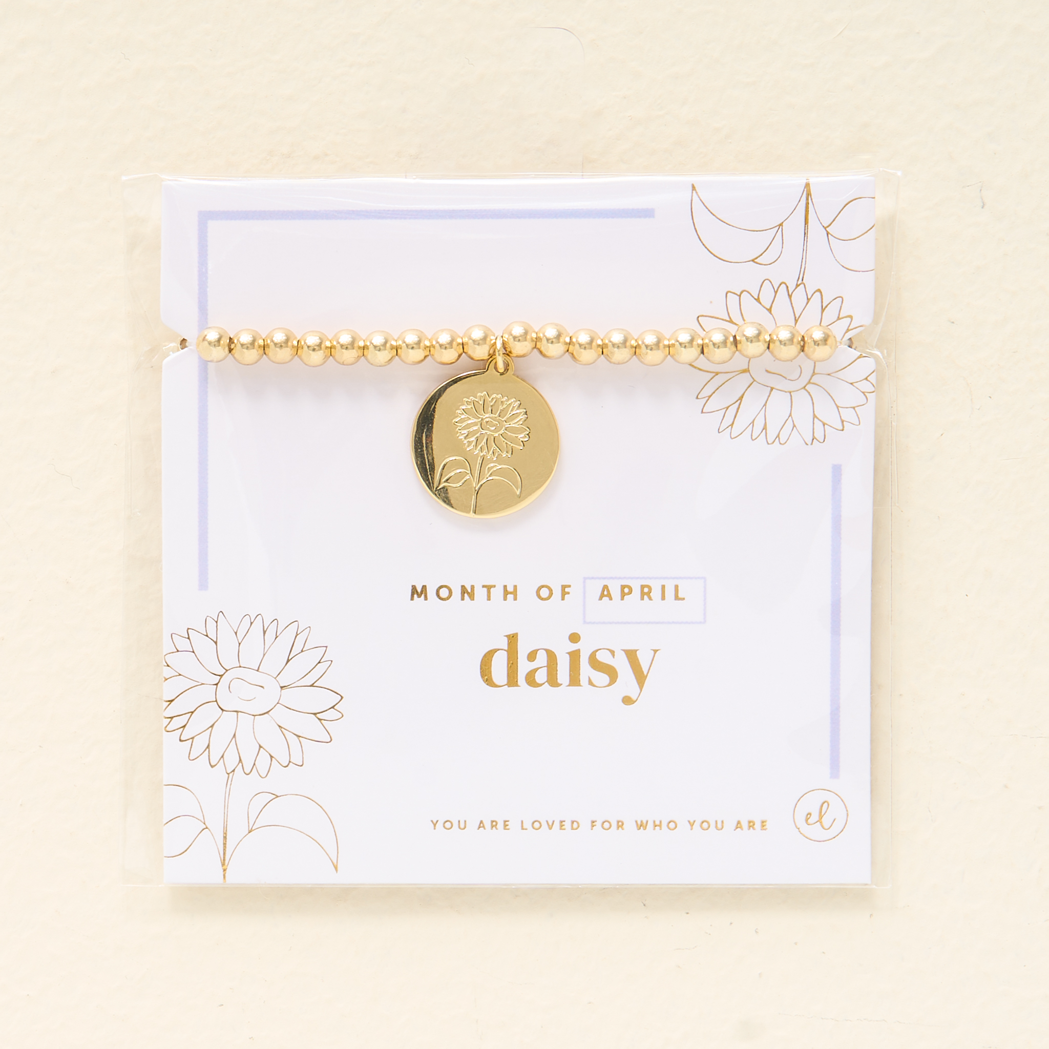 Picture of Birth Flower Charm Bracelet Gold - April