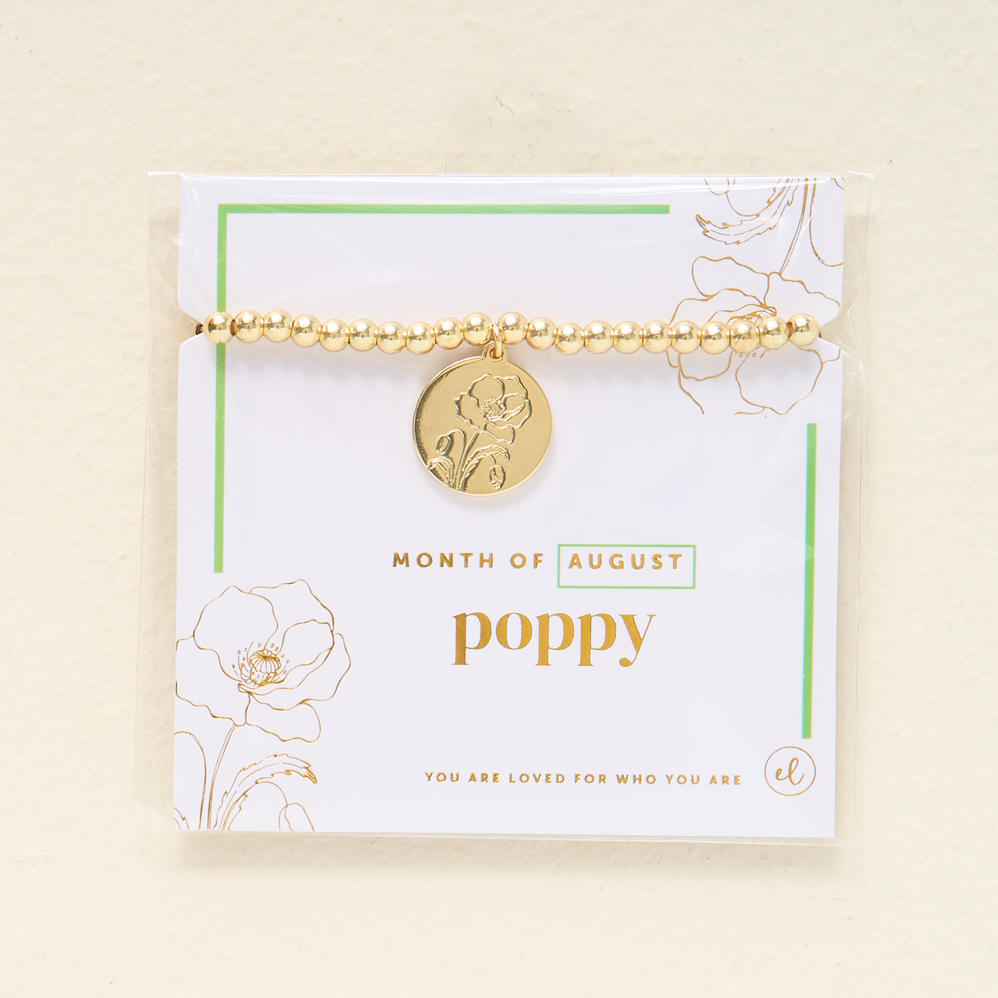 Picture of Birth Flower Charm Bracelet Gold - August