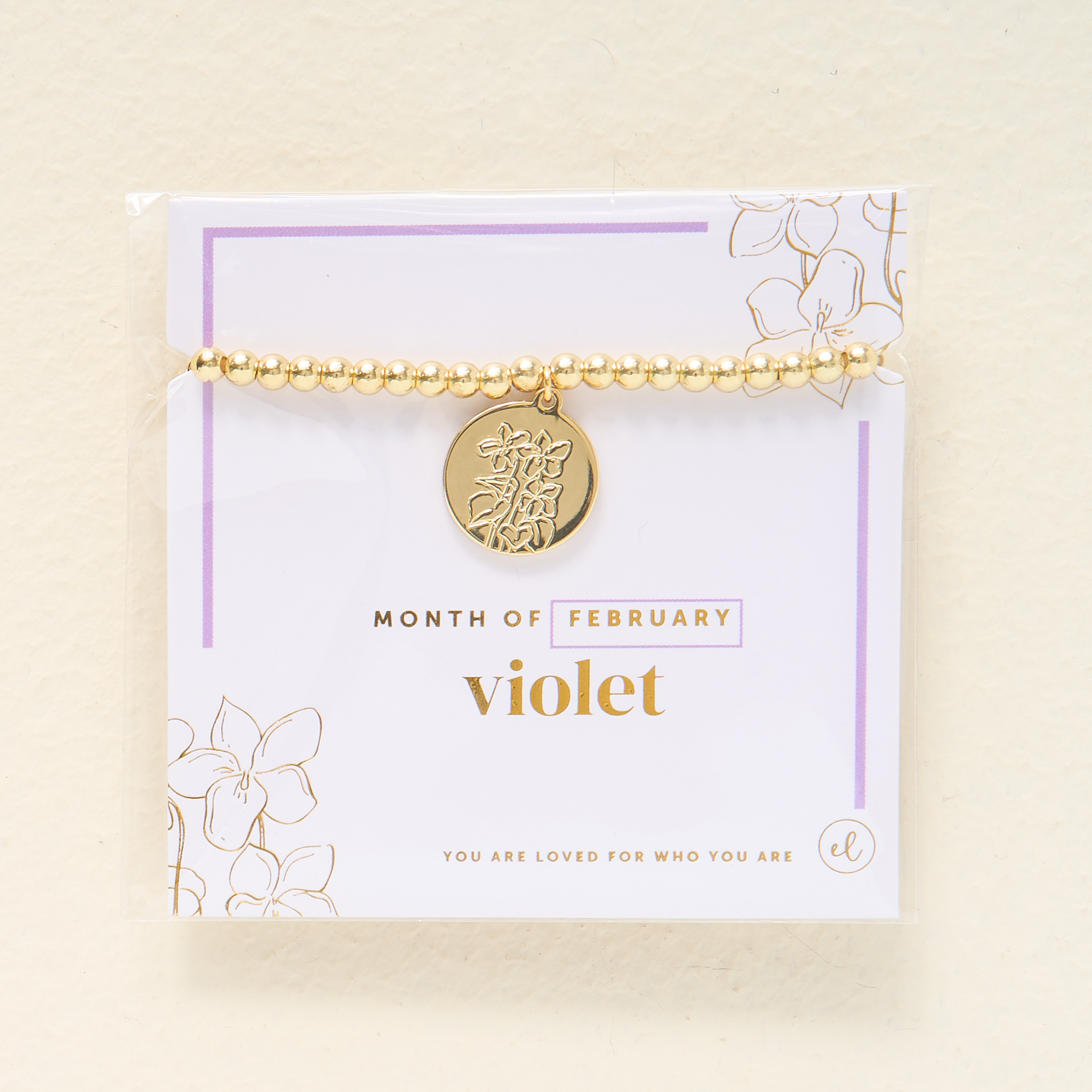 Picture of Birth Flower Charm Bracelet Gold - February