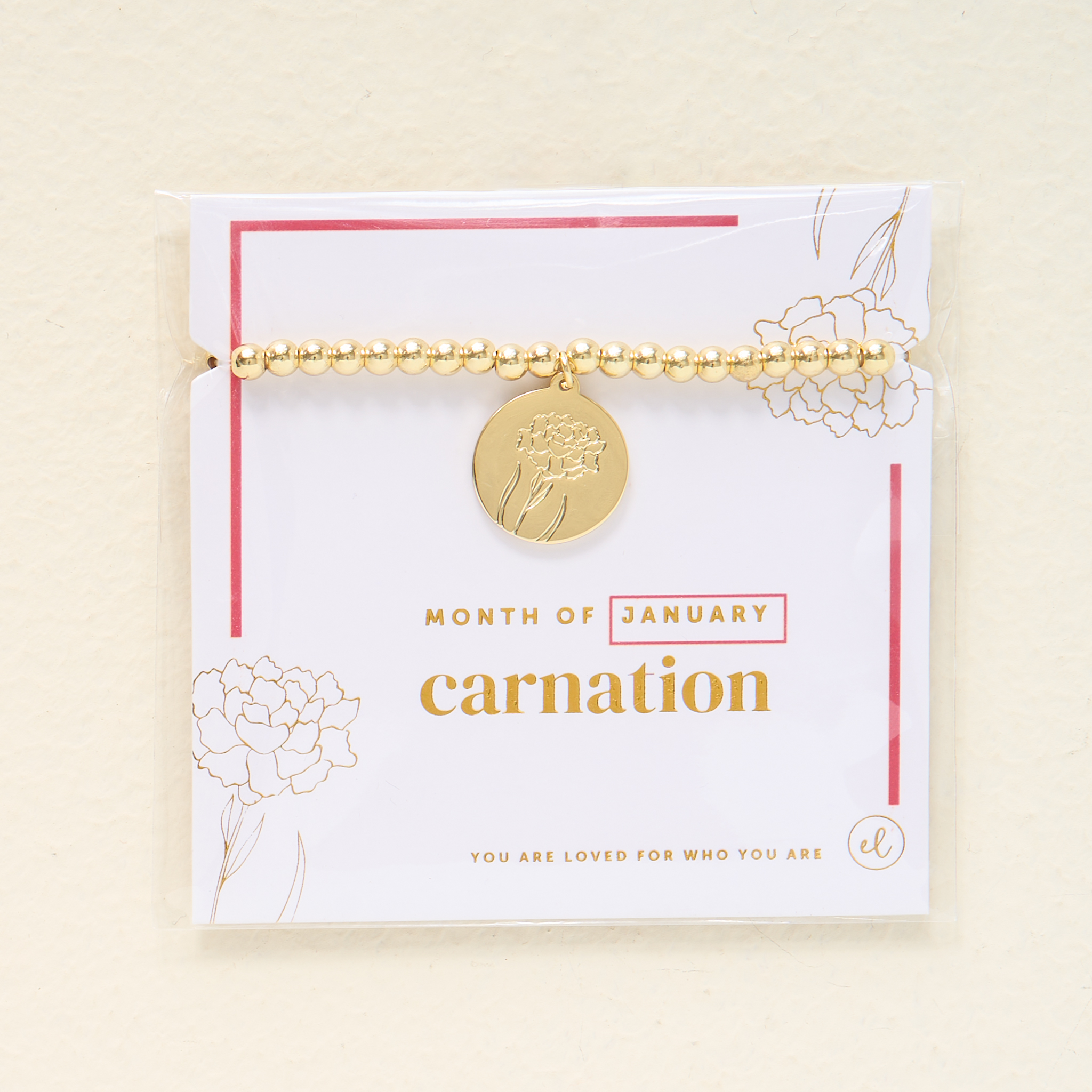 Picture of Birth Flower Charm Bracelet Gold - January
