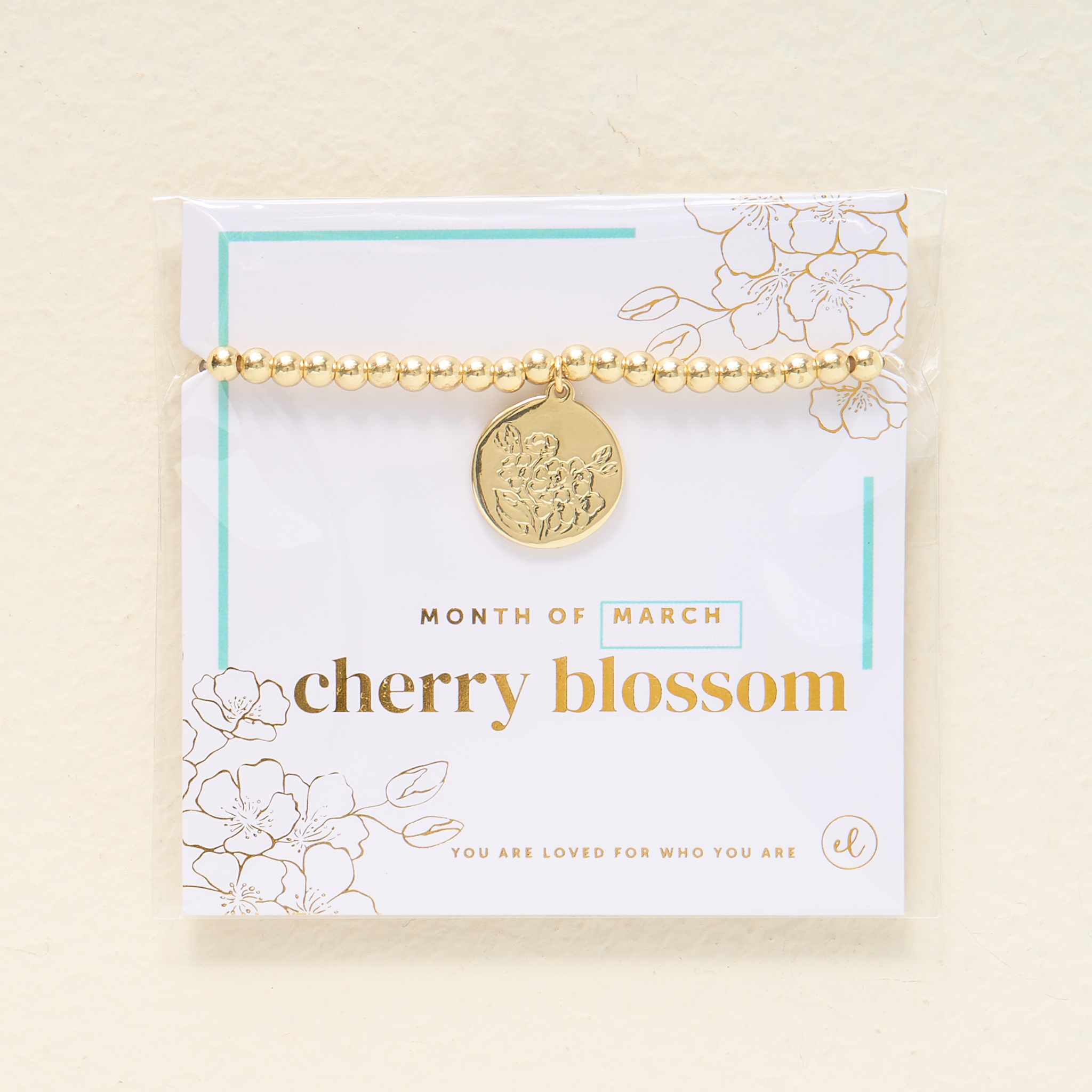 Picture of Birth Flower Charm Bracelet Gold - March