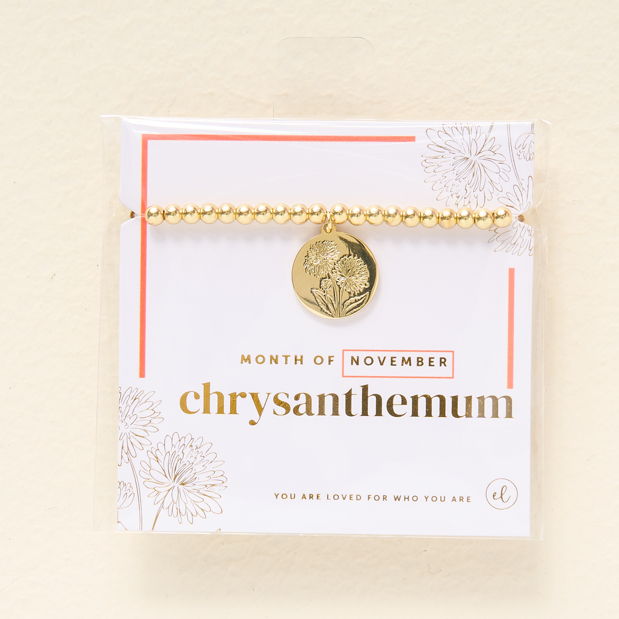Picture of Birth Flower Charm Bracelet Gold - November