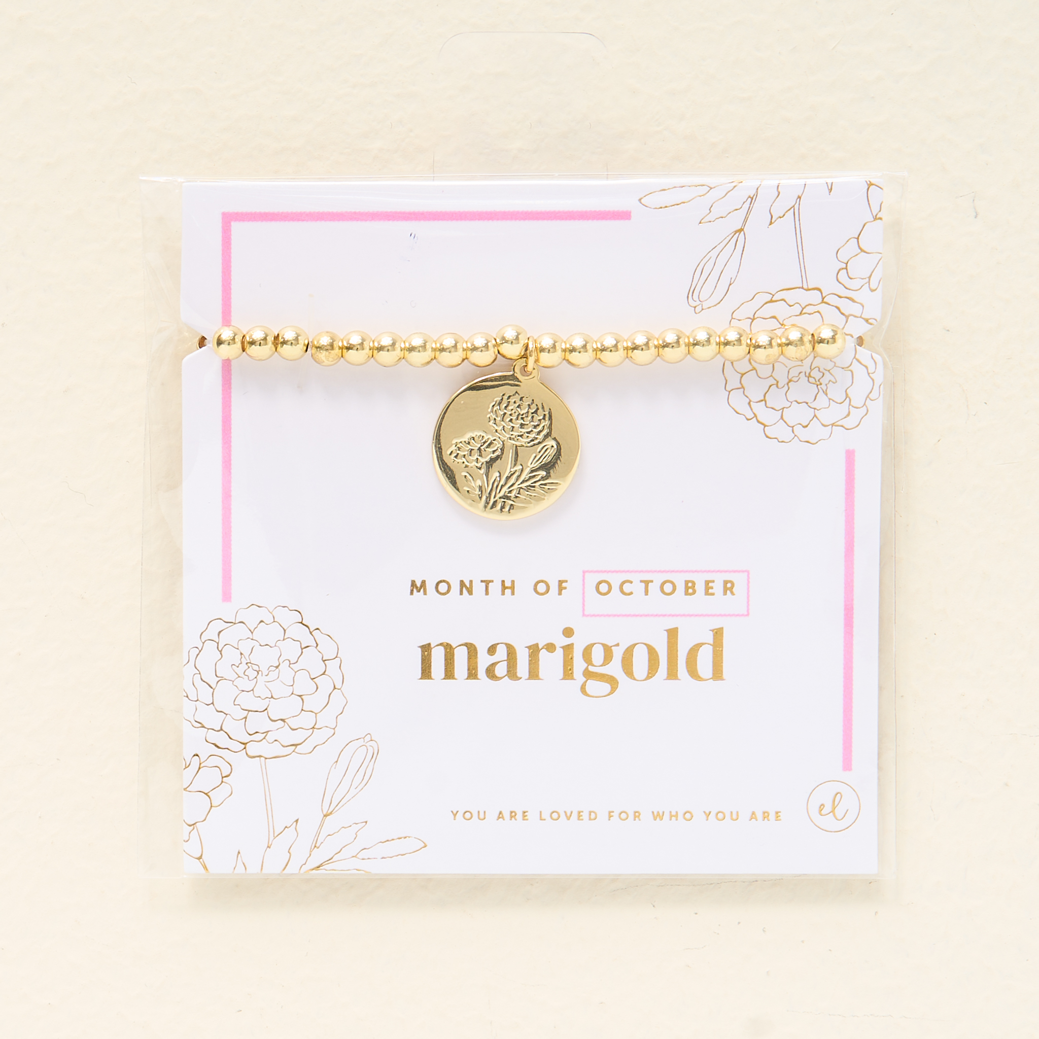 Picture of Birth Flower Charm Bracelet Gold - October