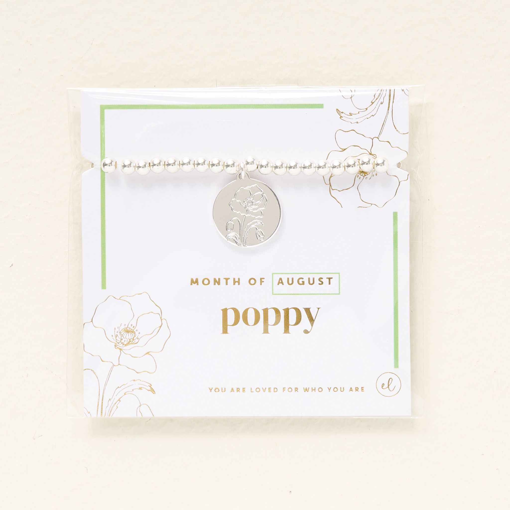 Picture of Birth Flower Charm Bracelet Silver - August