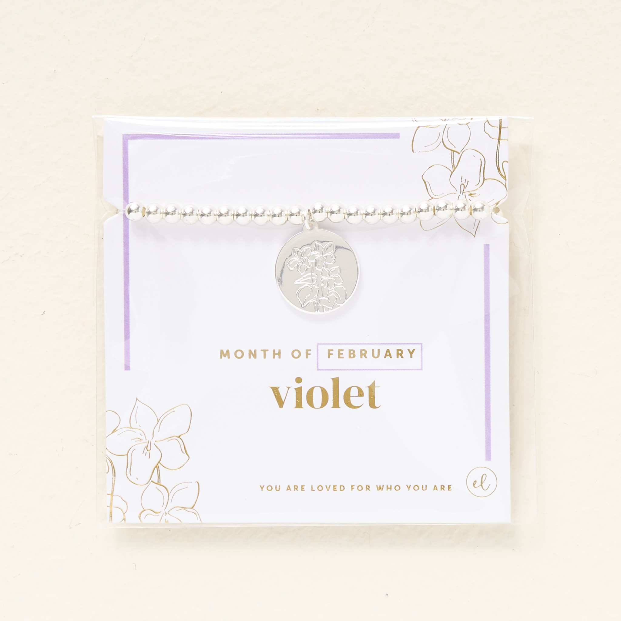 Picture of Birth Flower Charm Bracelet Silver - February