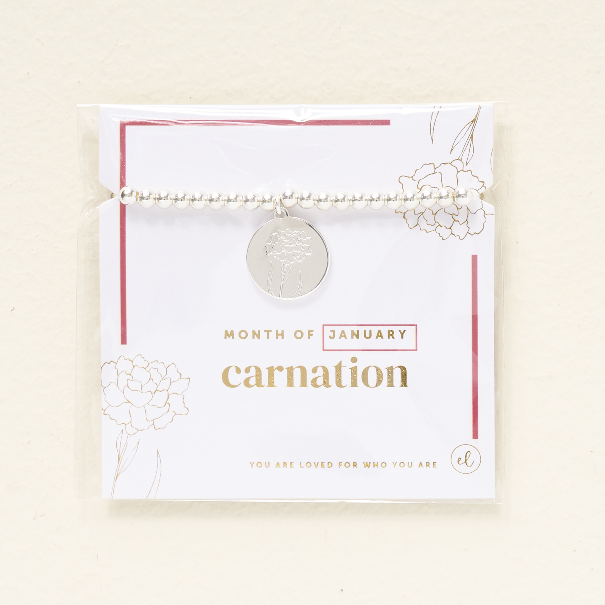 Picture of Birth Flower Charm Bracelet Silver - January