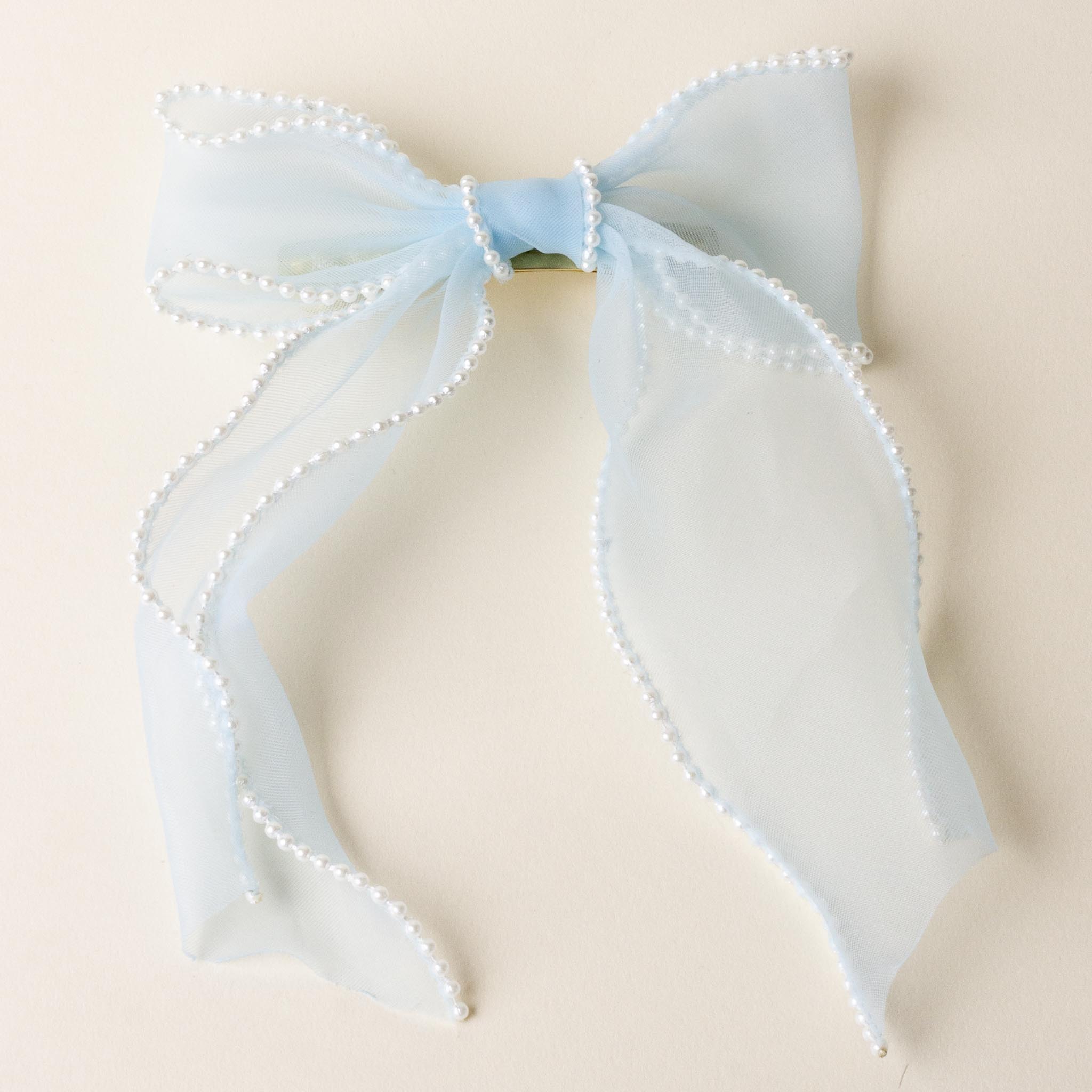 Picture of Sheer Pearl Hair Bow-Blue