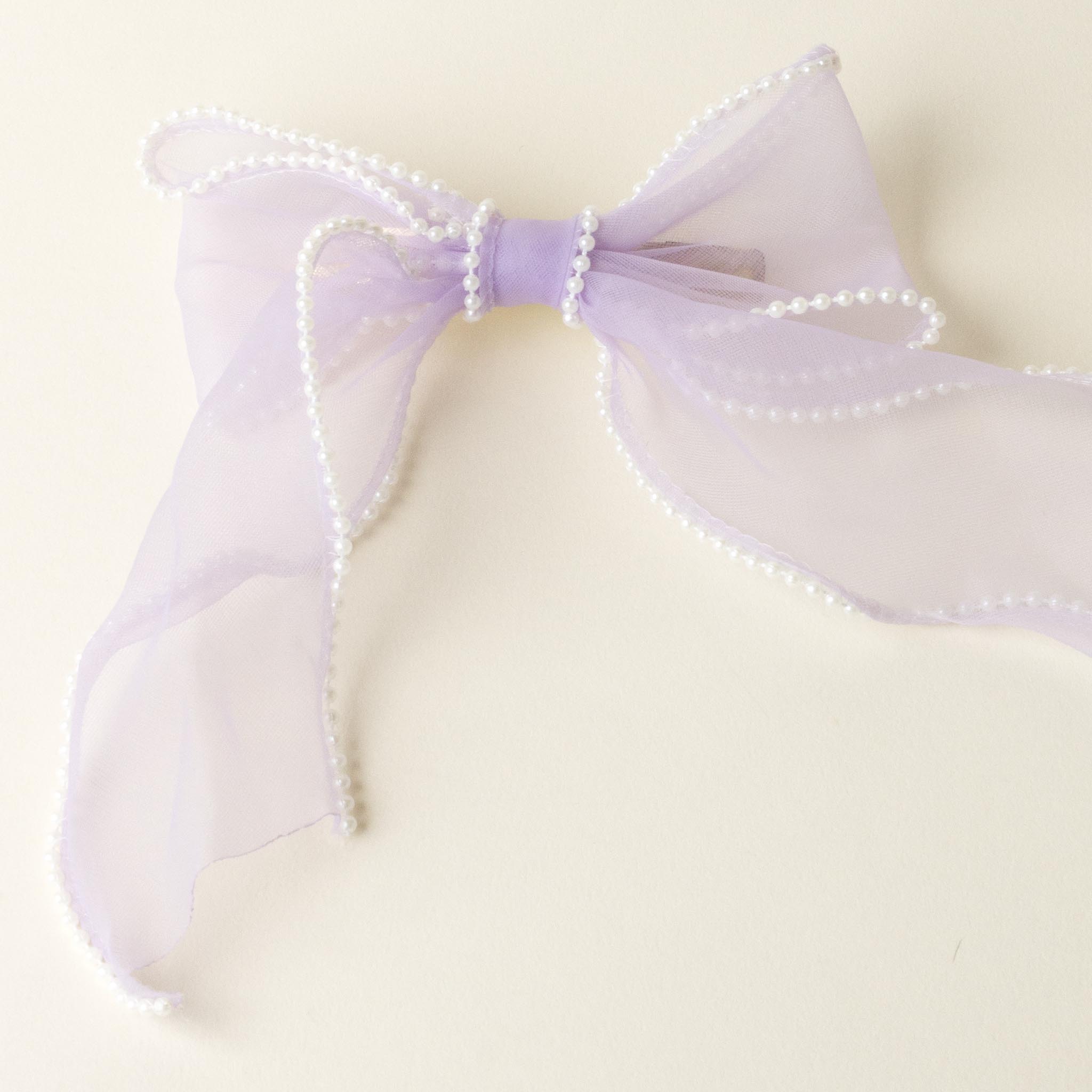 Picture of Sheer Pearl Hair Bow-Lilac