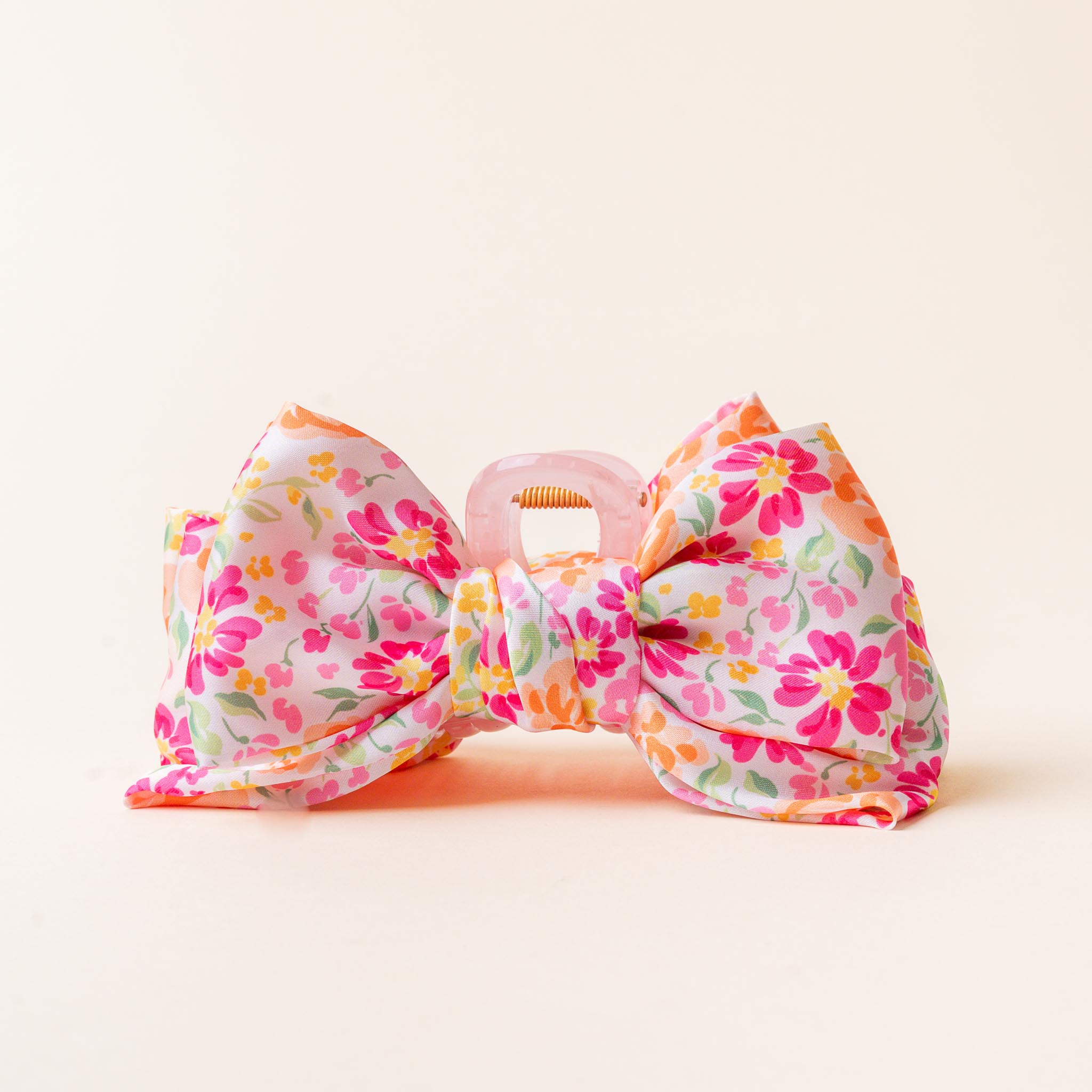 Picture of Satin Bow Claw Clip-Secret Garden Pink