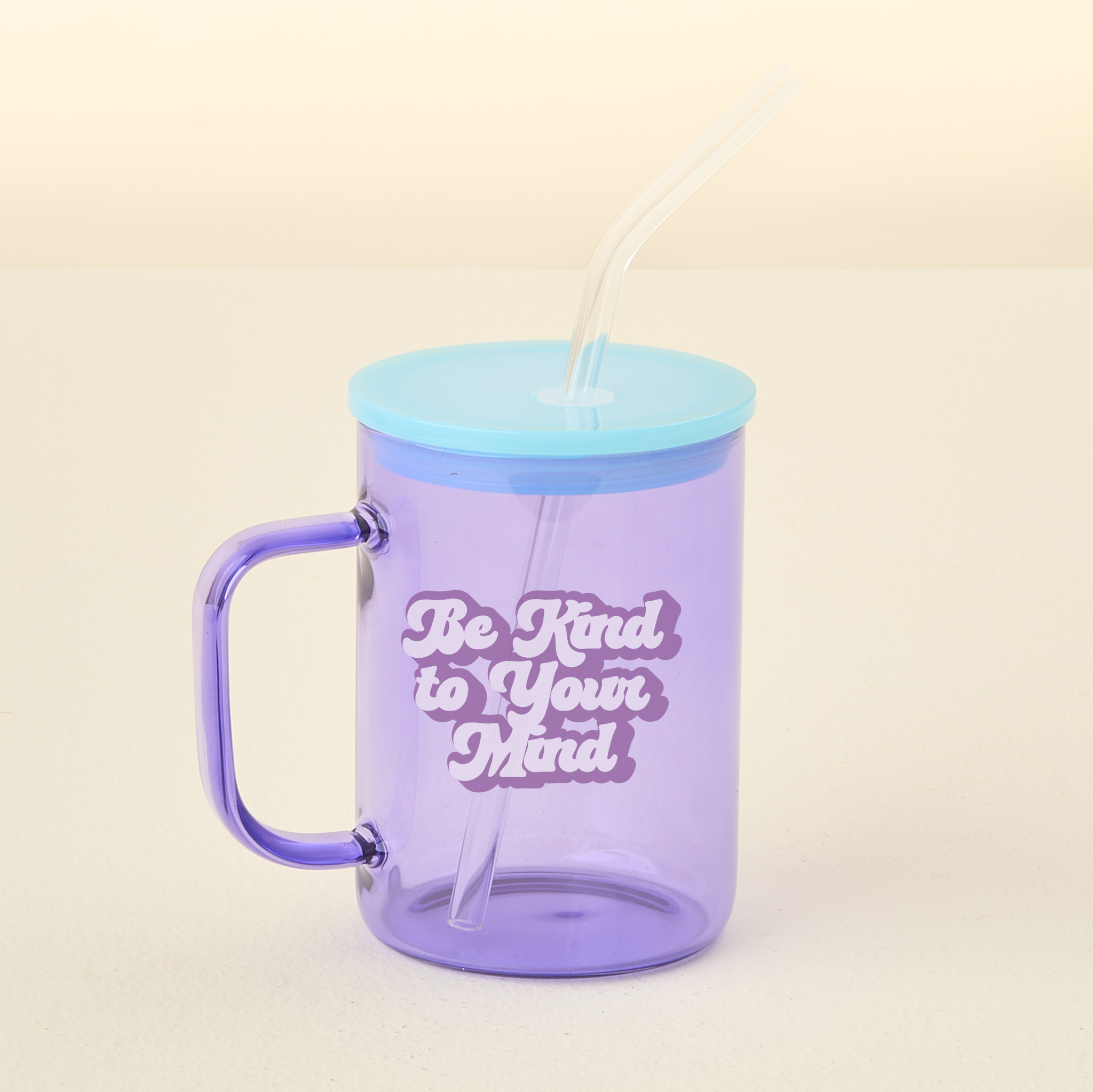 Picture of Color Glass Mug with Handle-Purple Be Kind To Your