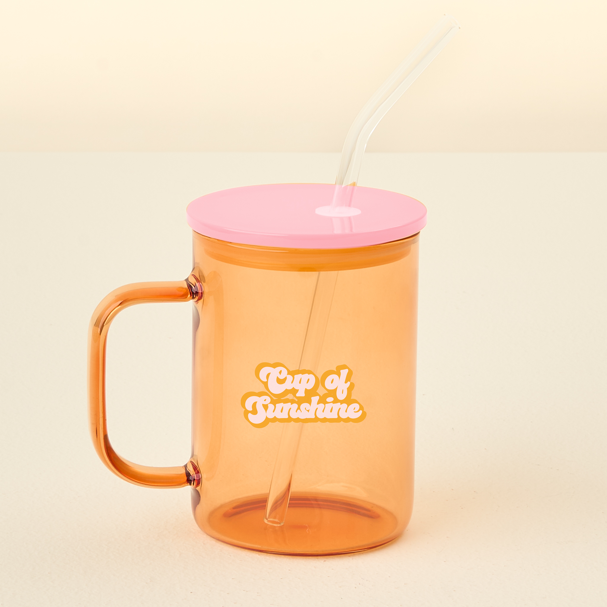 Picture of Color Glass Mug with Handle-Orange Cup of Sunshine
