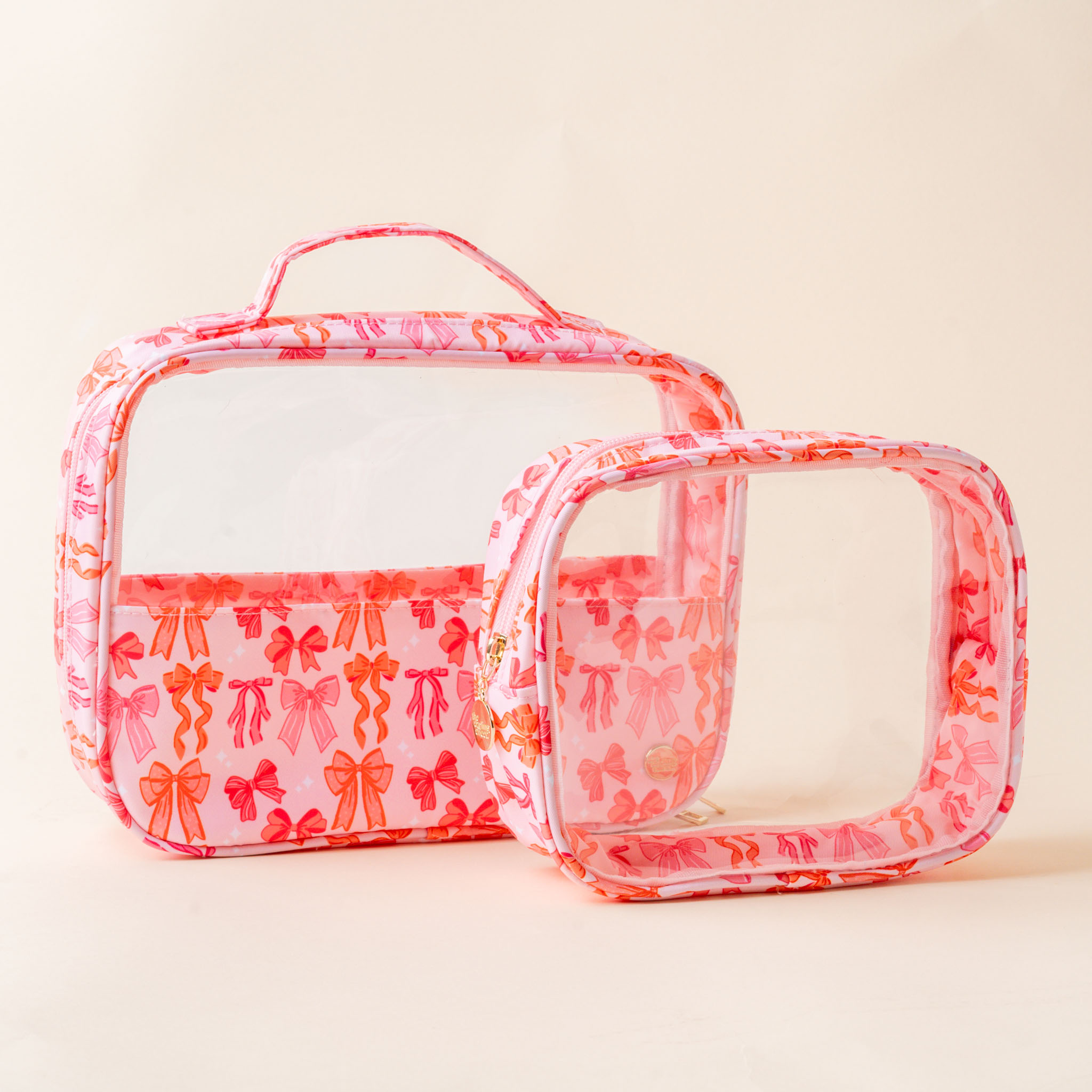 Picture of Clearly Chic Cosmetic Bag Set-Blushing Bows