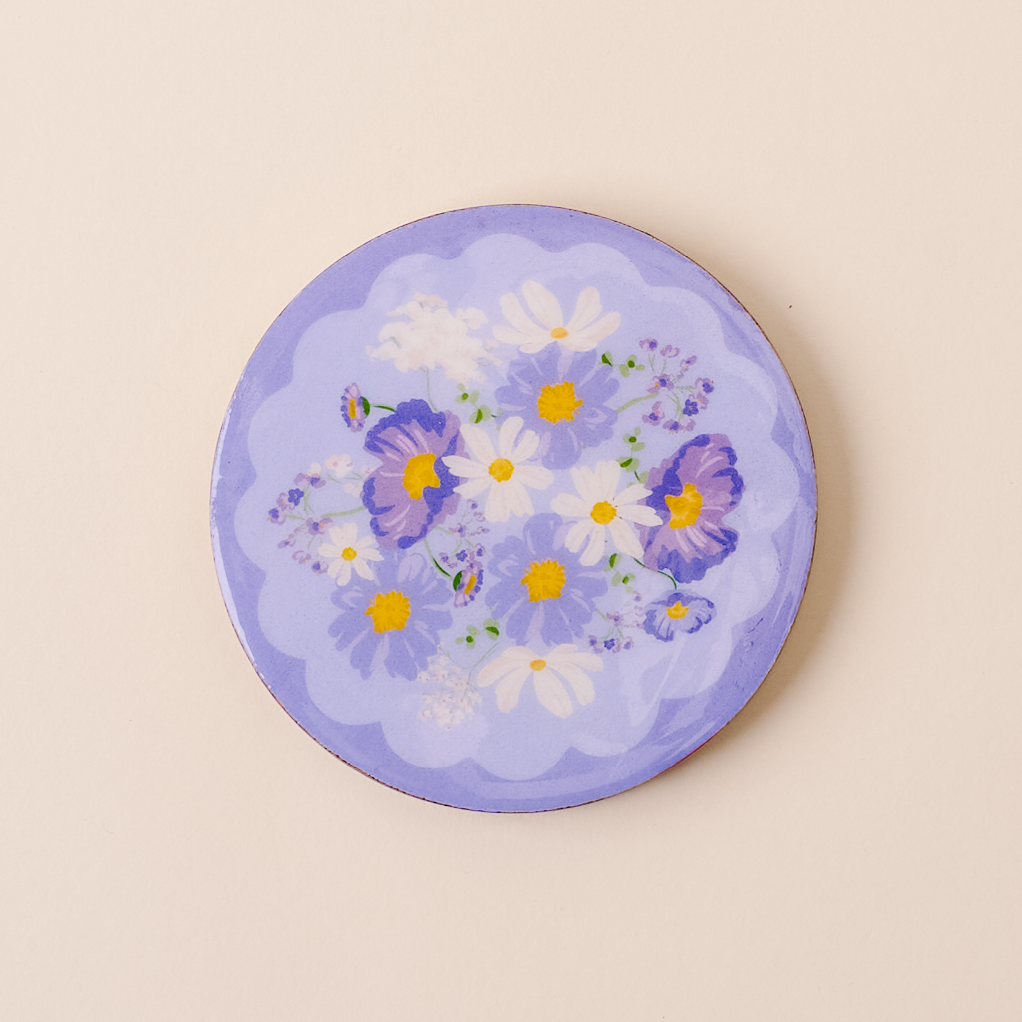 Picture of Wood Enamel Coaster-Bouquet Beauty Purple