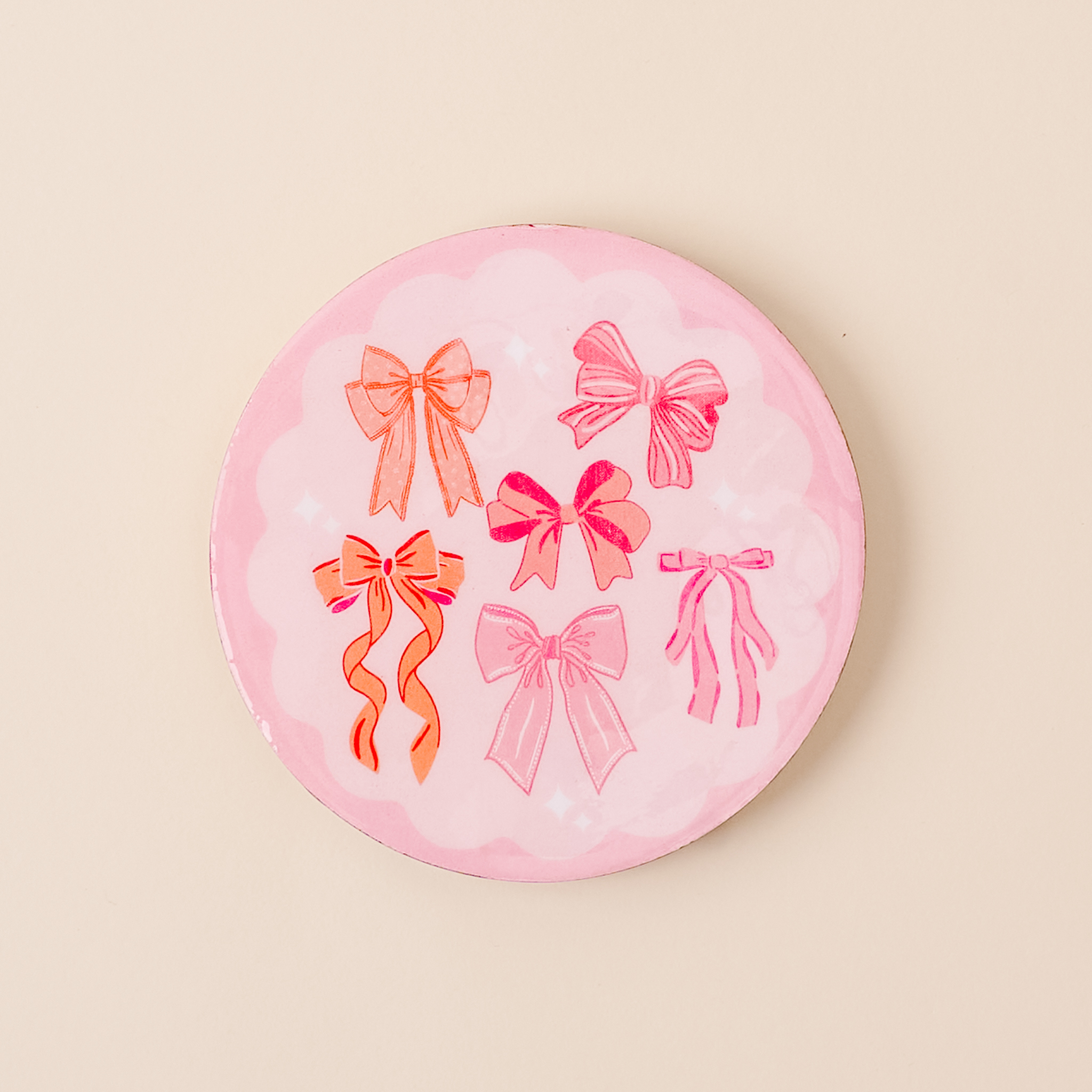 Picture of Wood Enamel Coaster-Blushing Bows