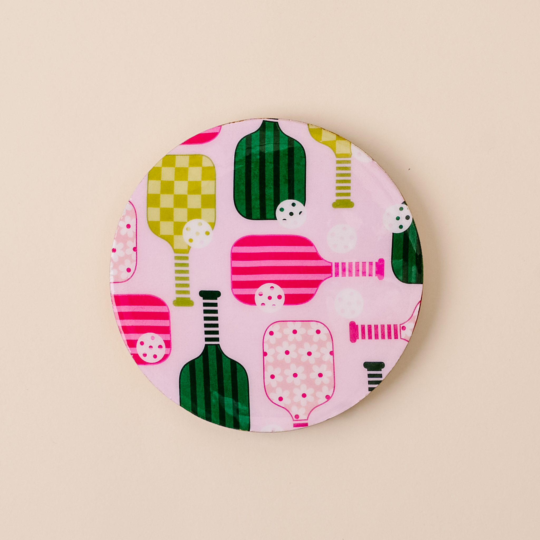 Picture of Wood Enamel Coaster-Pickleball Party