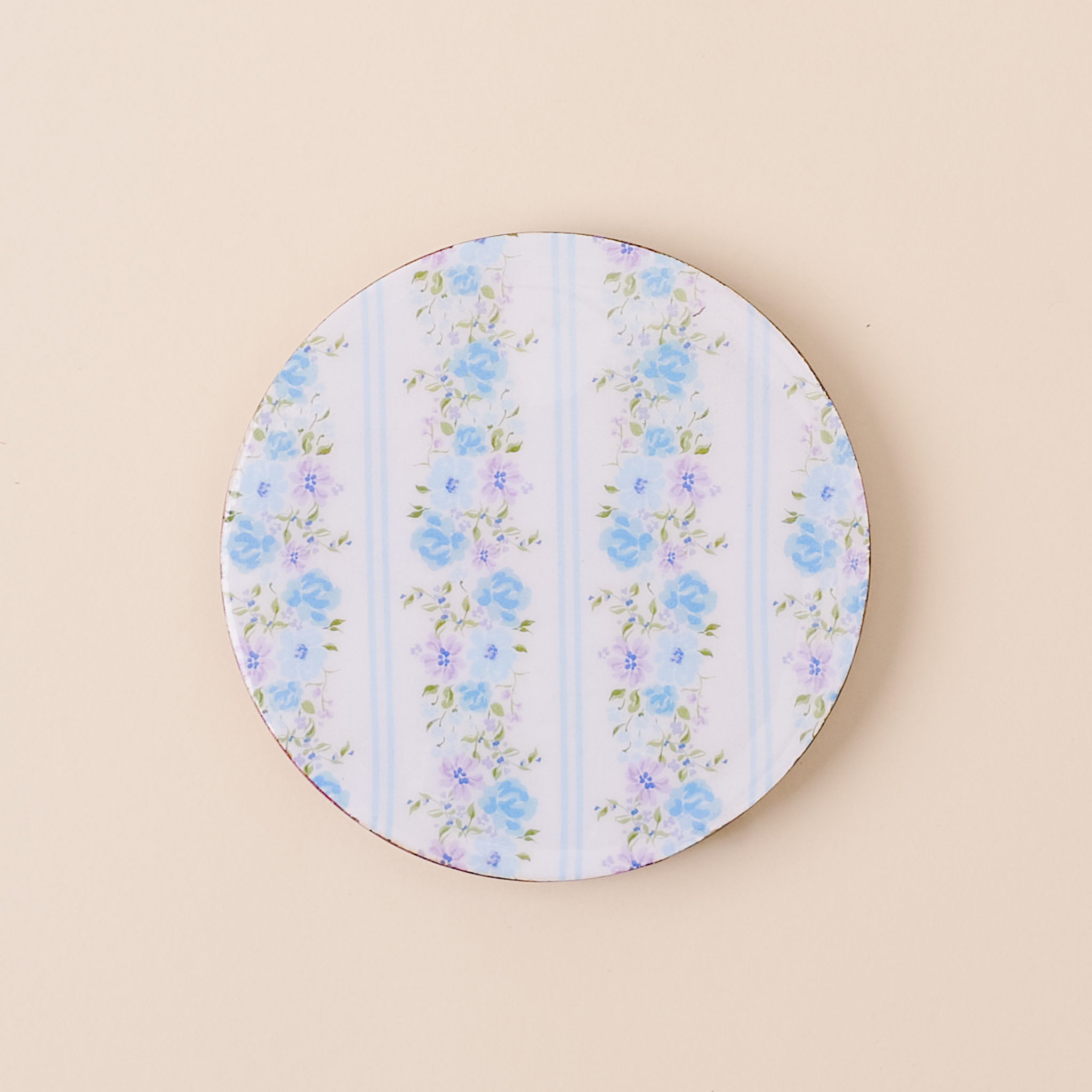 Picture of Wood Enamel Coaster-Petal Parade Blue