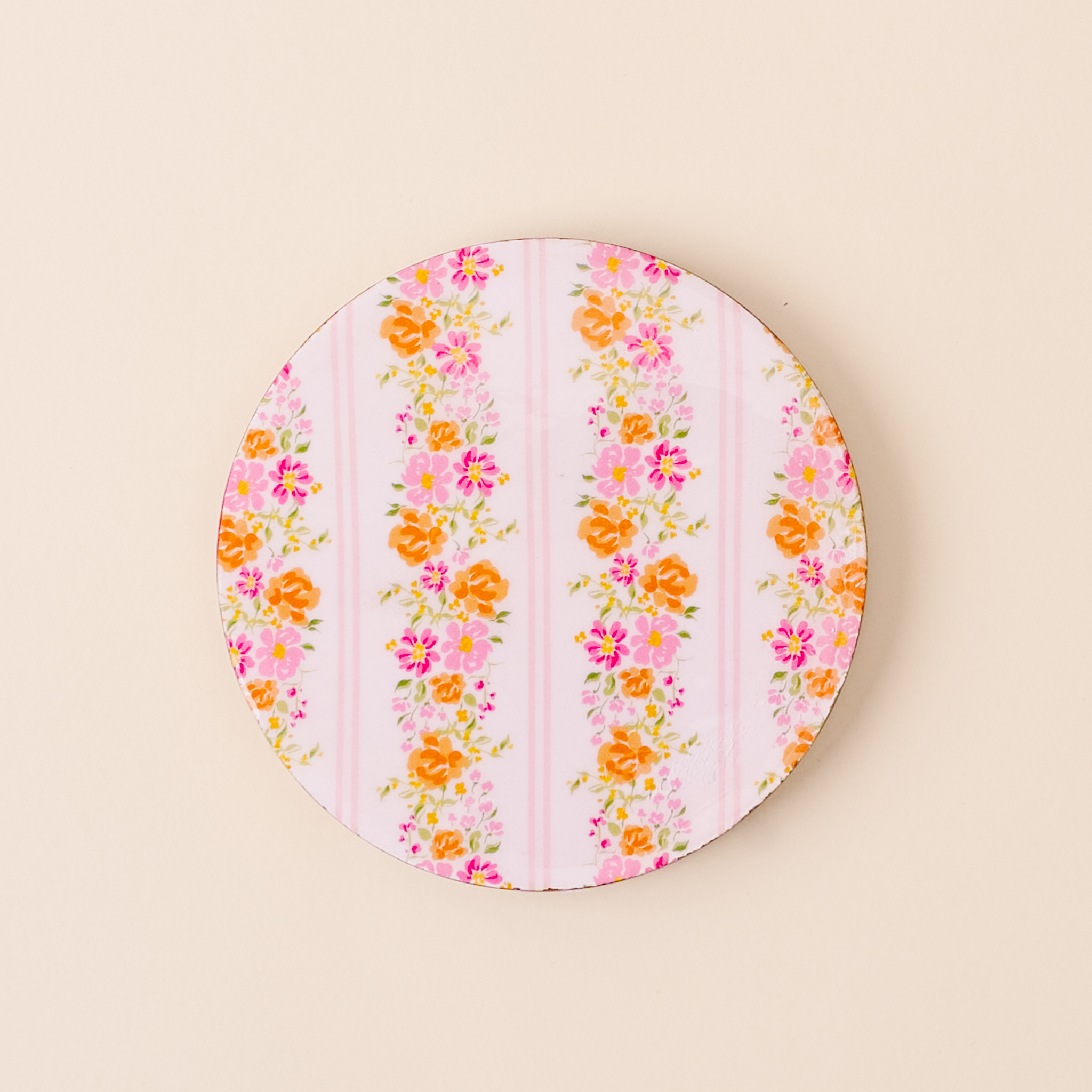Picture of Wood Enamel Coaster-Petal Parade Pink