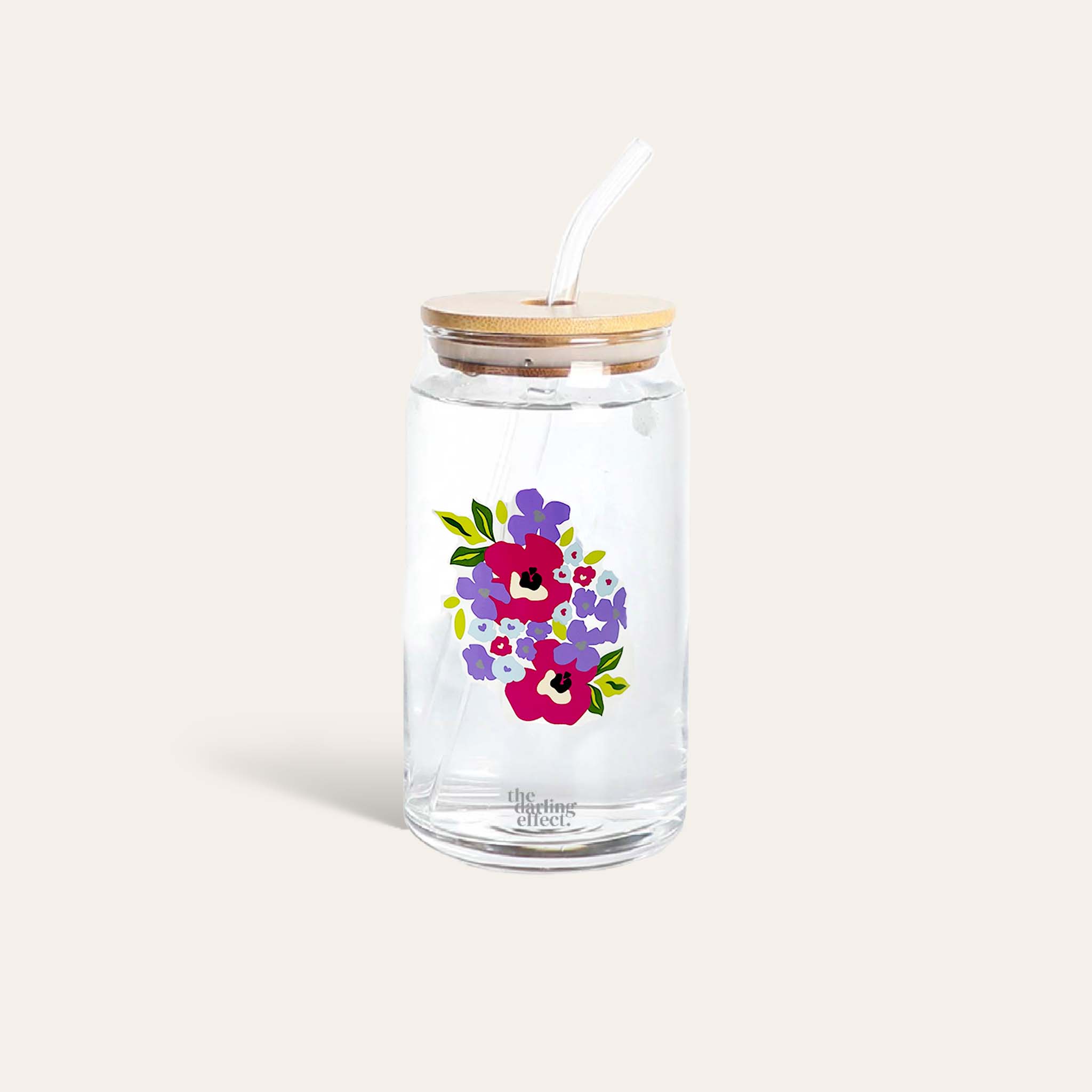 Picture of Floral Purple Glass Drinkware 20oz