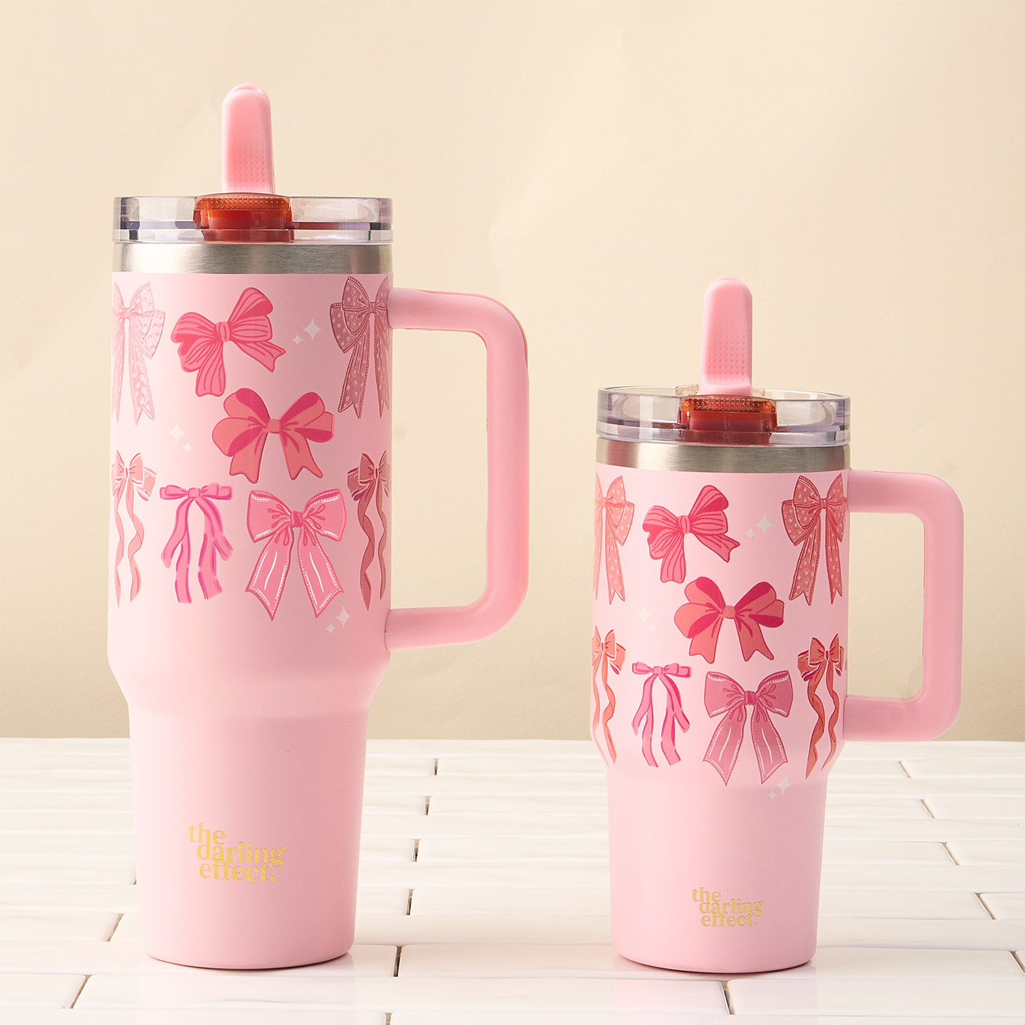 Picture of 40 oz Lifestyle Flip Straw Tumbler-Blushing Bows