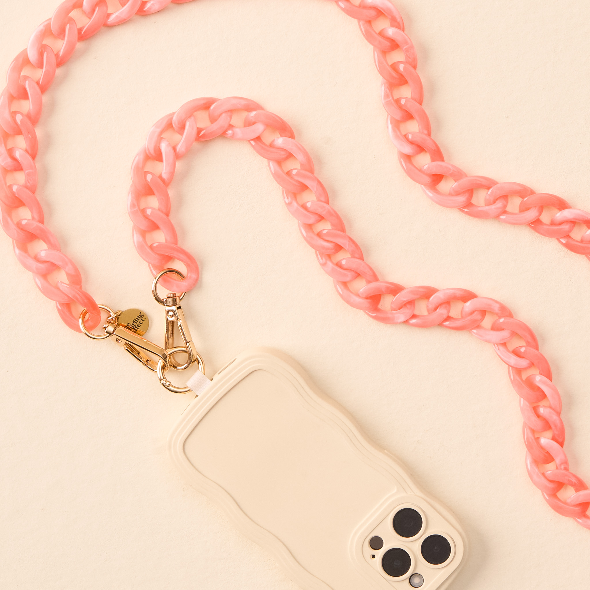 Picture of Hold the Phone Crossbody Chain-Marble Bubblegum