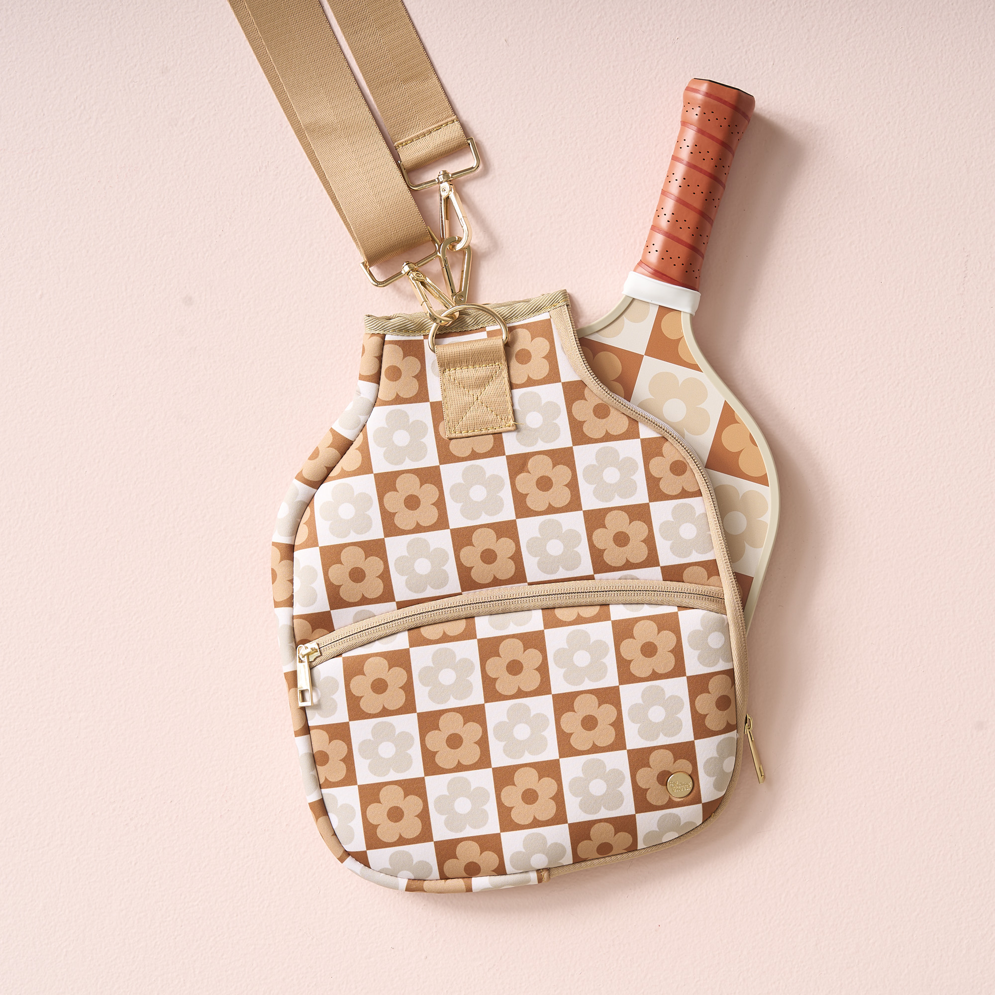Picture of Pickleball Paddle Case-Flower Check Brown