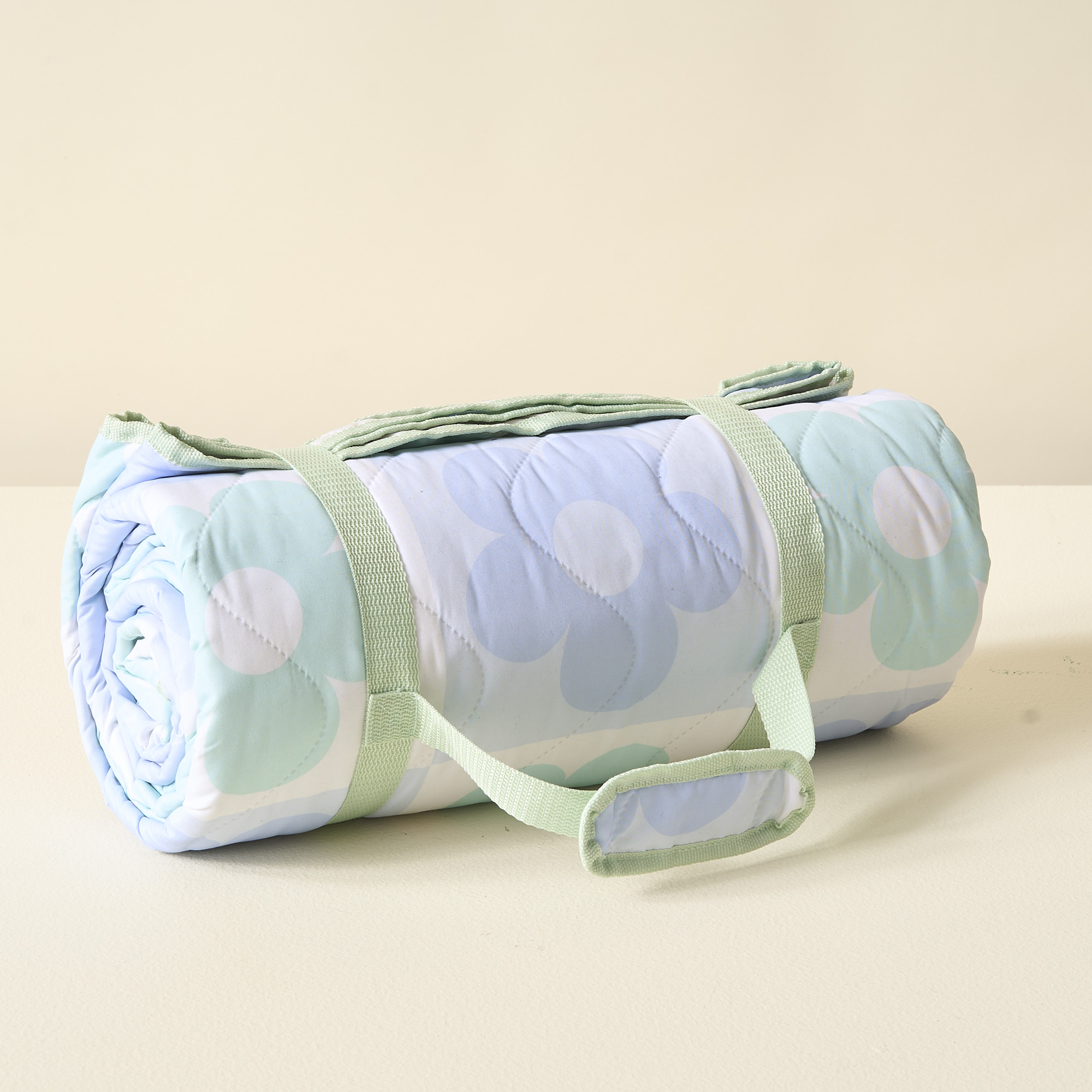 Picture of On-the-Go Quilted Blanket-Flower Check Blue