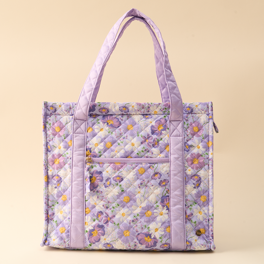Picture of The Everyday Quilted Tote Bag-Bouquet Beauty Purpl