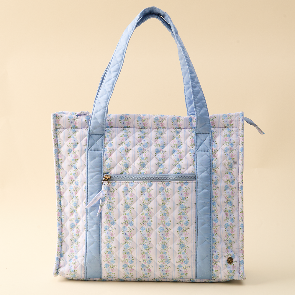 Picture of The Everyday Quilted Tote Bag-Petal Parade Blue