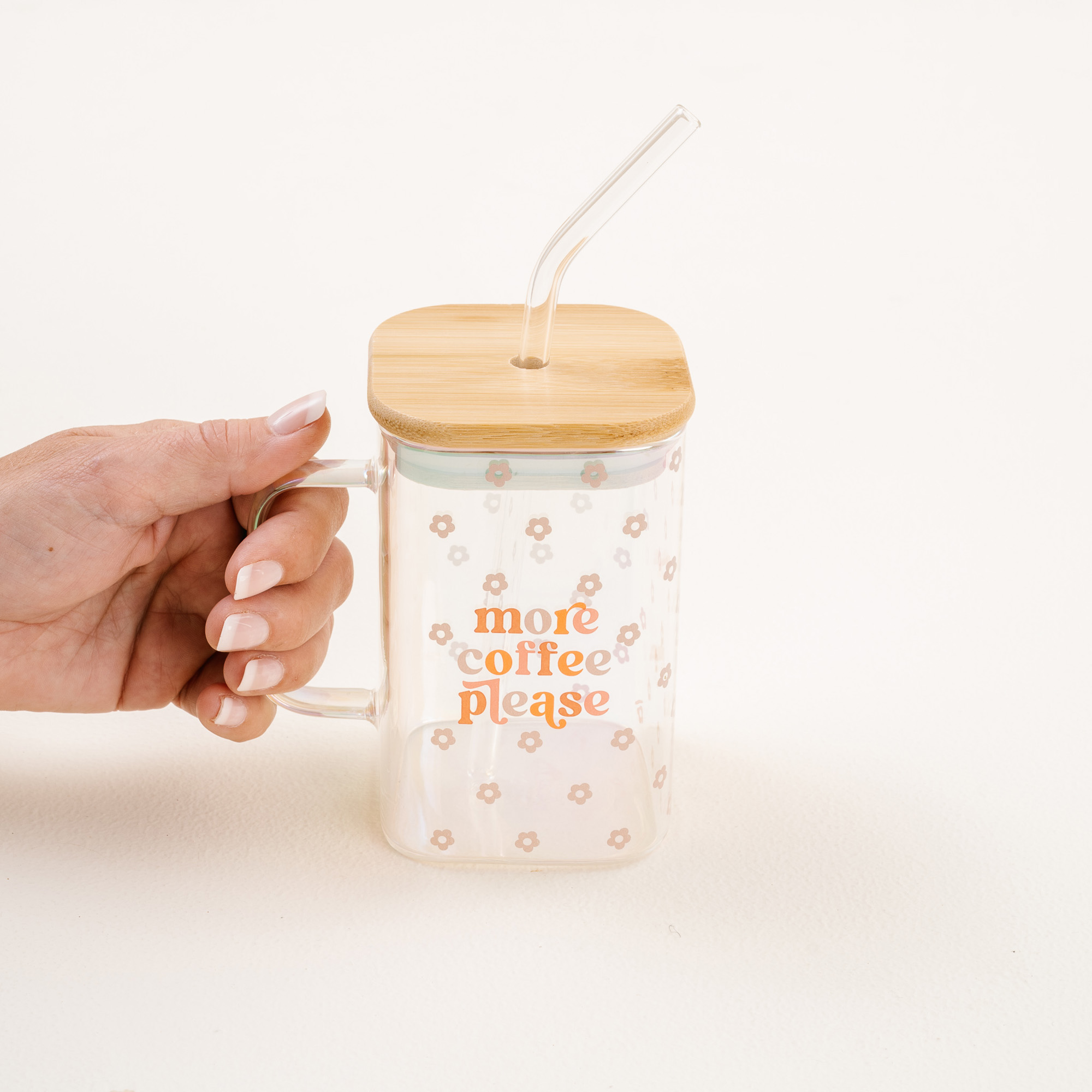 Picture of Square Glass Cup-More Coffee Please