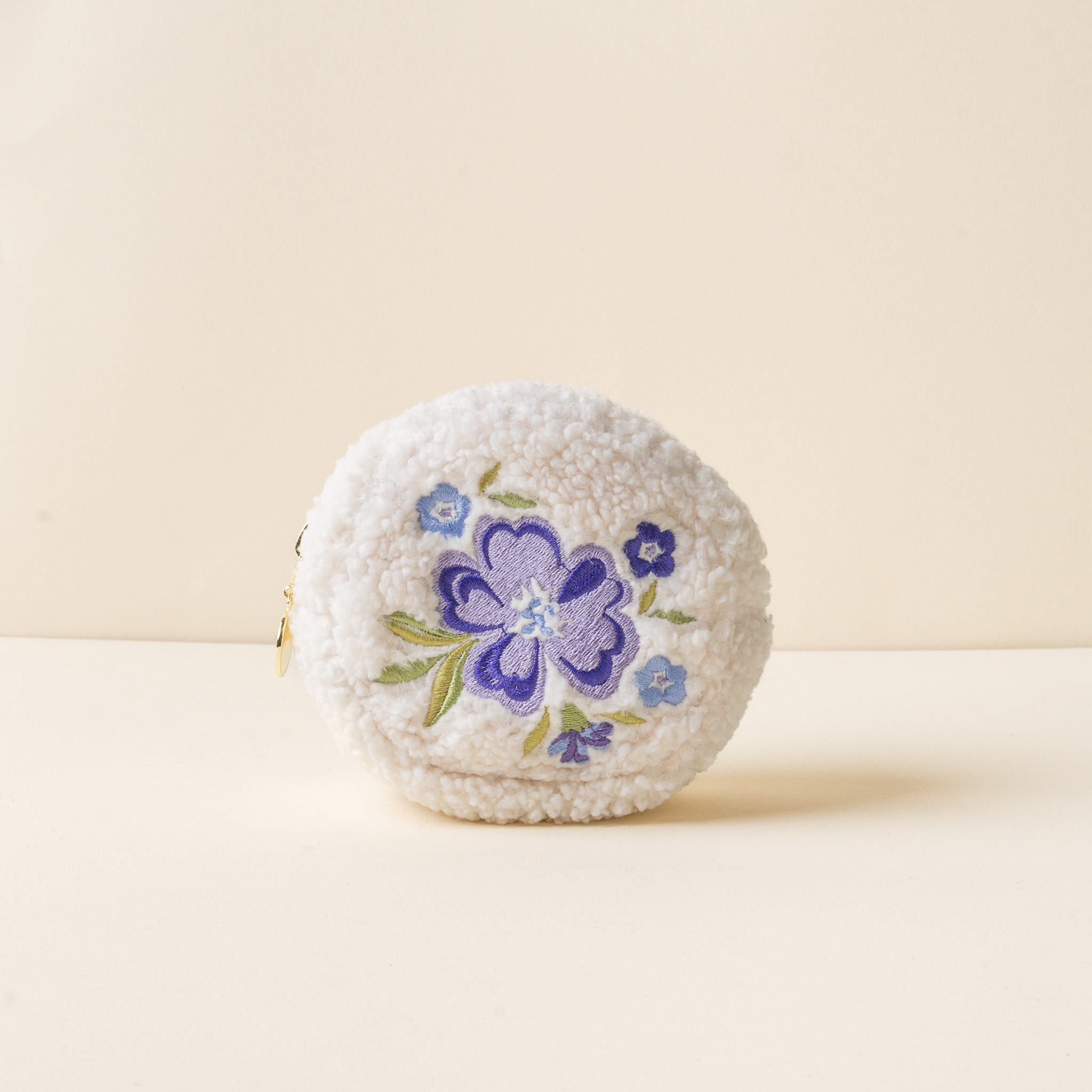 Picture of Teddy Pouch-Circle Dainty Floral Purple