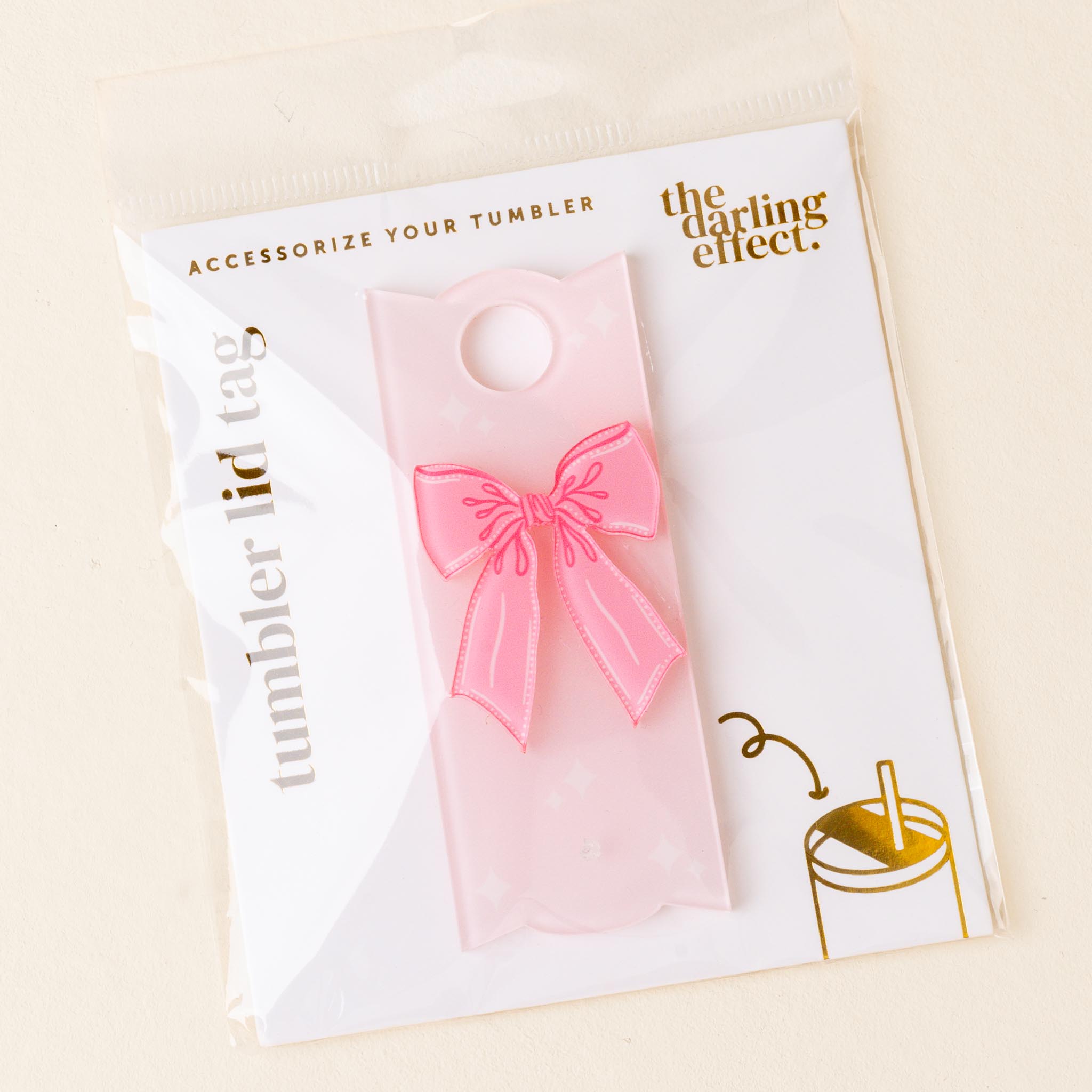 Picture of Tumbler Lid Tag-Bow Pink
