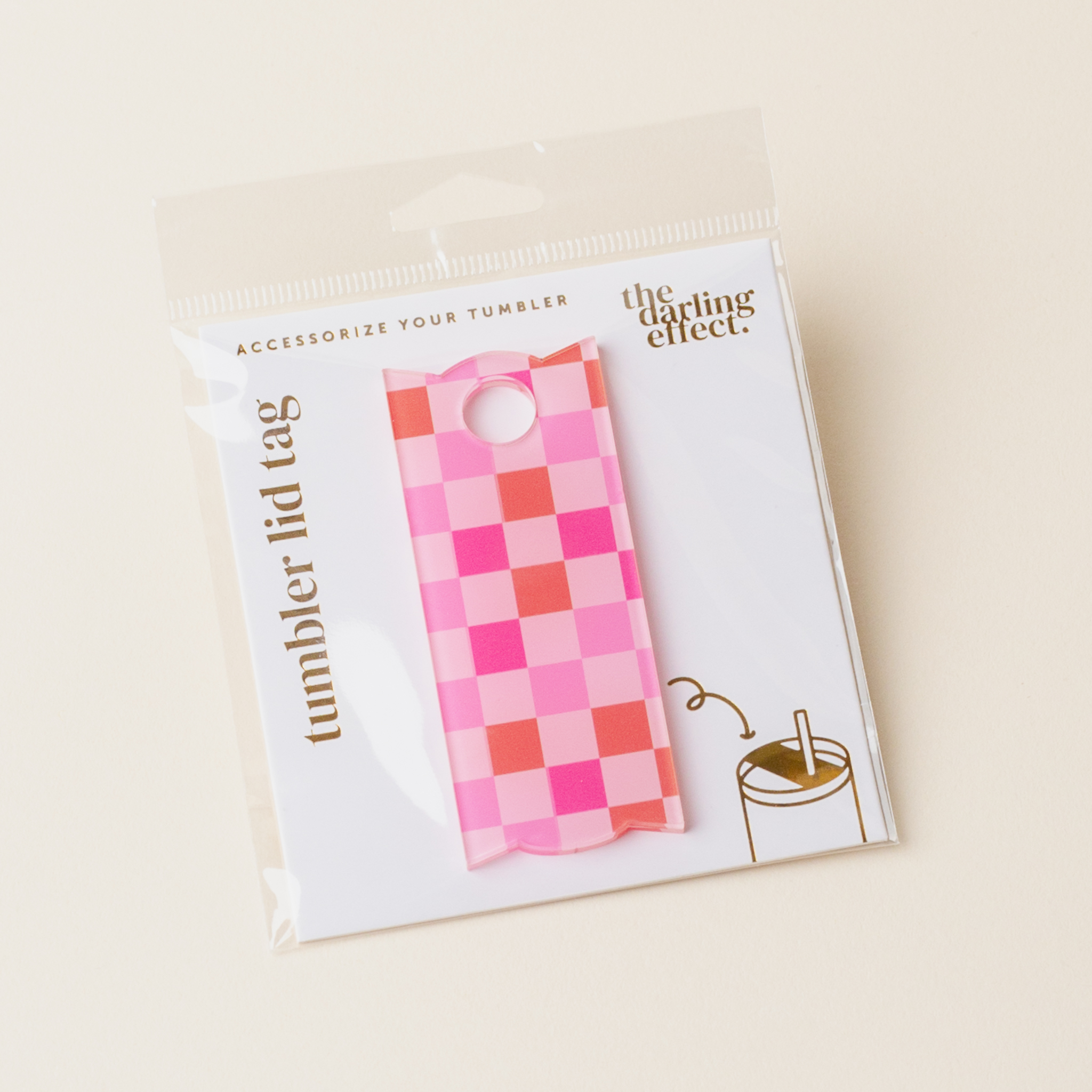 Picture of Tumbler Lid Tag-Check Hot Pink