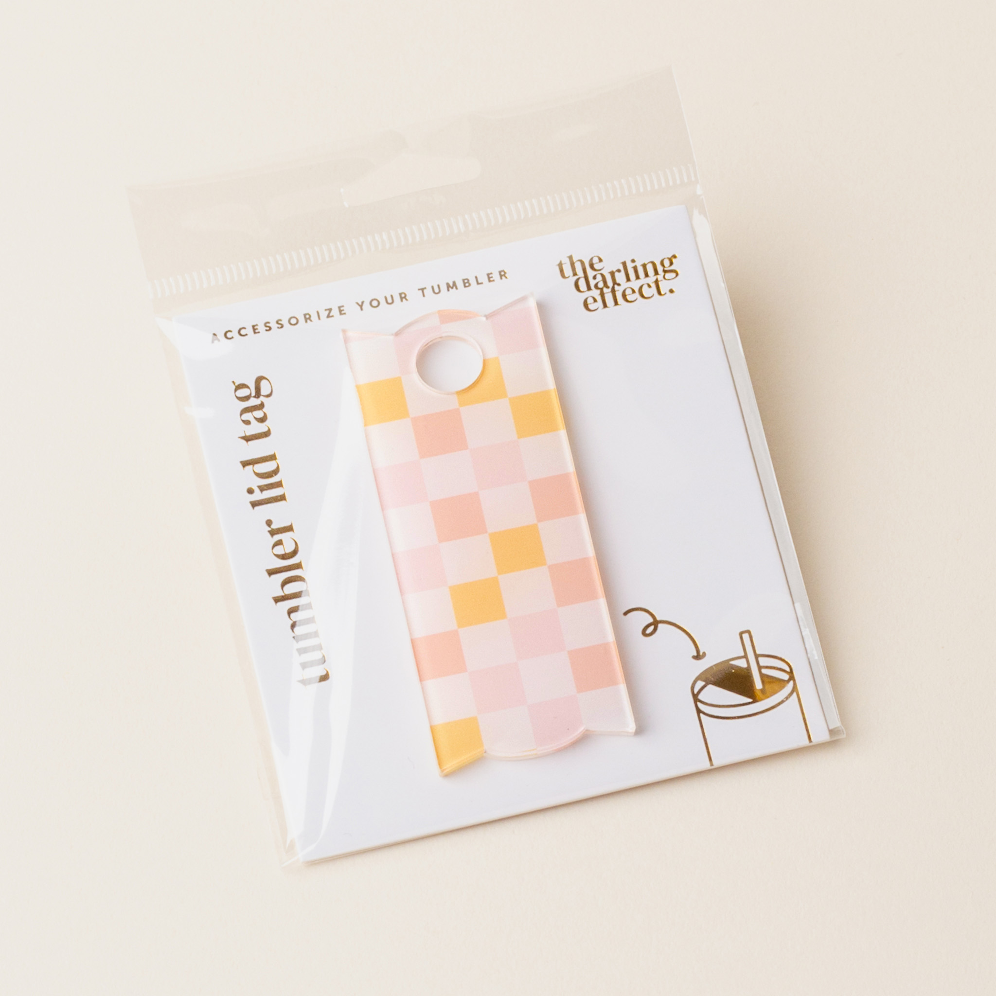 Picture of Tumbler Lid Tag-Check Peach