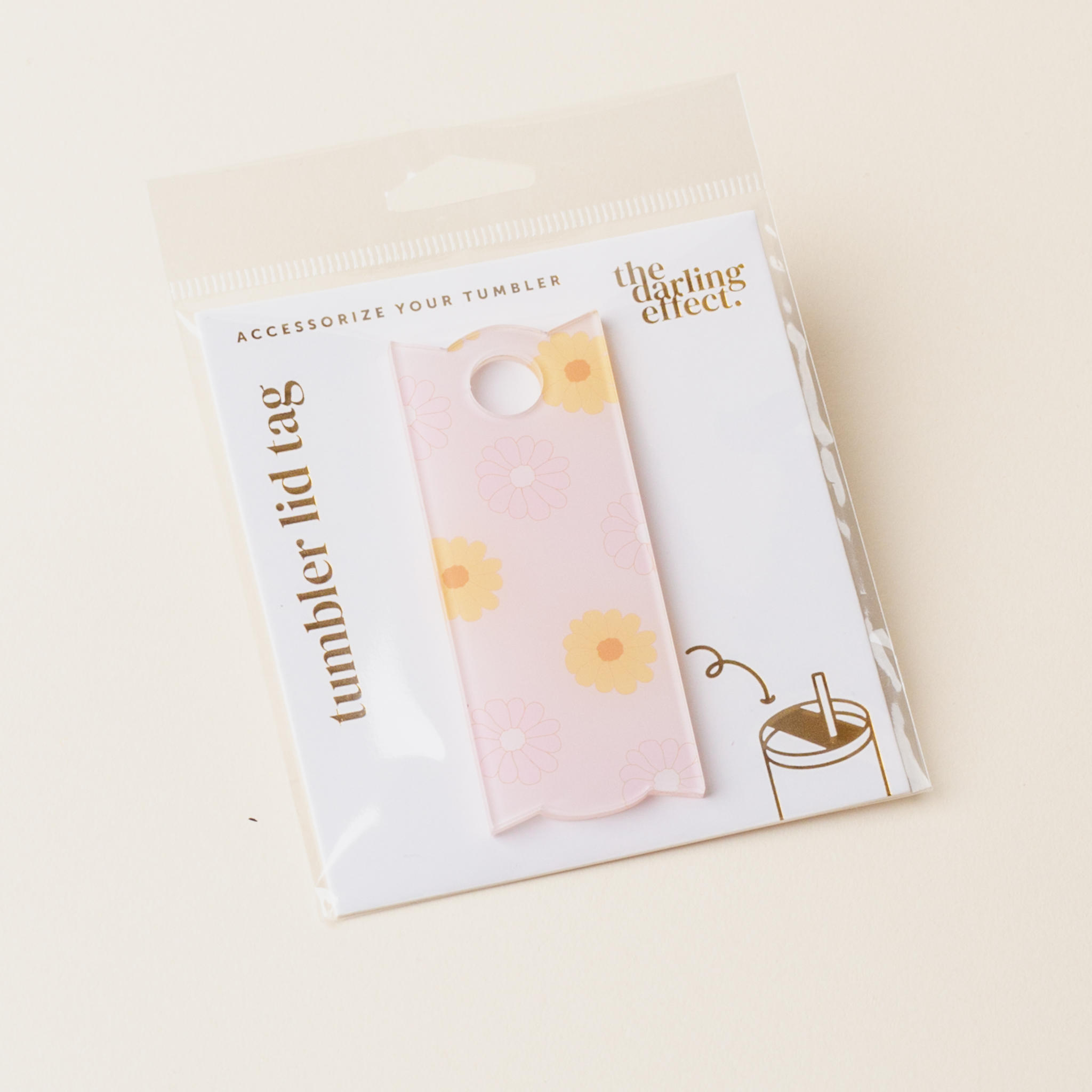 Picture of Tumbler Lid Tag-Darling Daisy Peach
