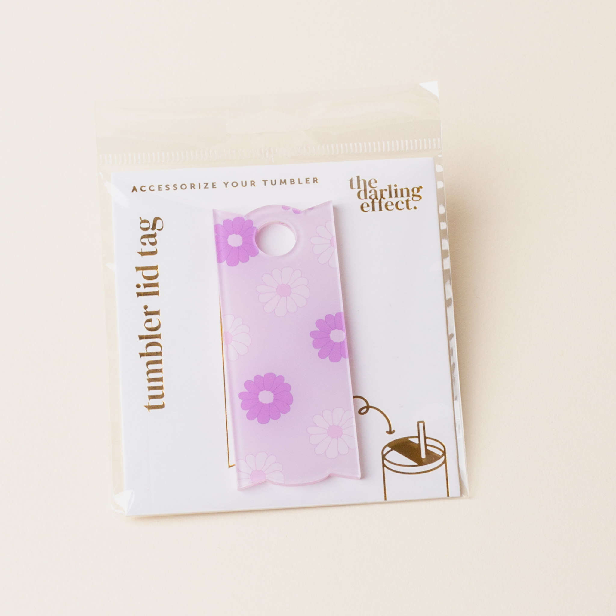 Picture of Tumbler Lid Tag-Darling Daisy Purple