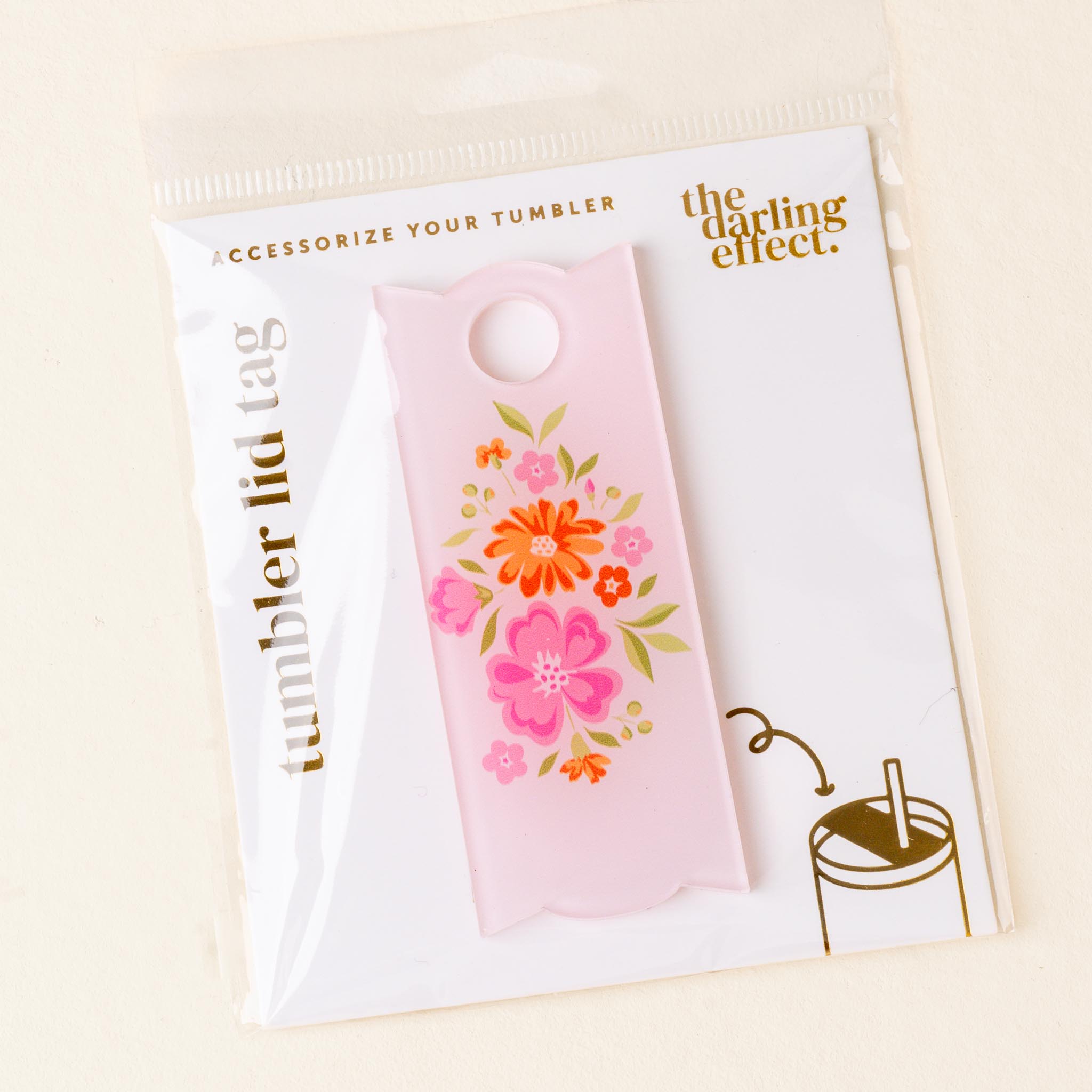 Picture of Tumbler Lid Tag-Dainty Floral Pink