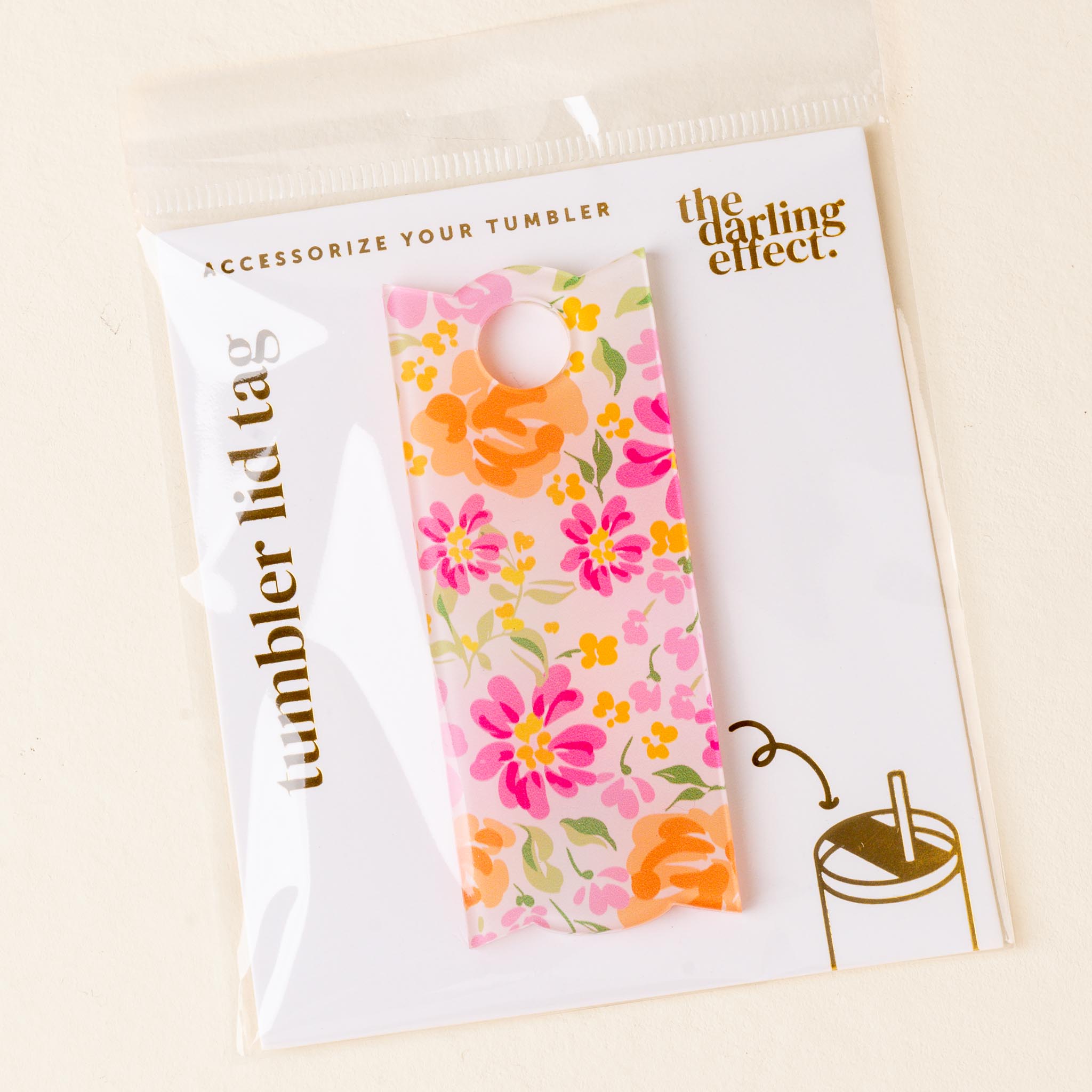Picture of Tumbler Lid Tag-Secret Garden Pink