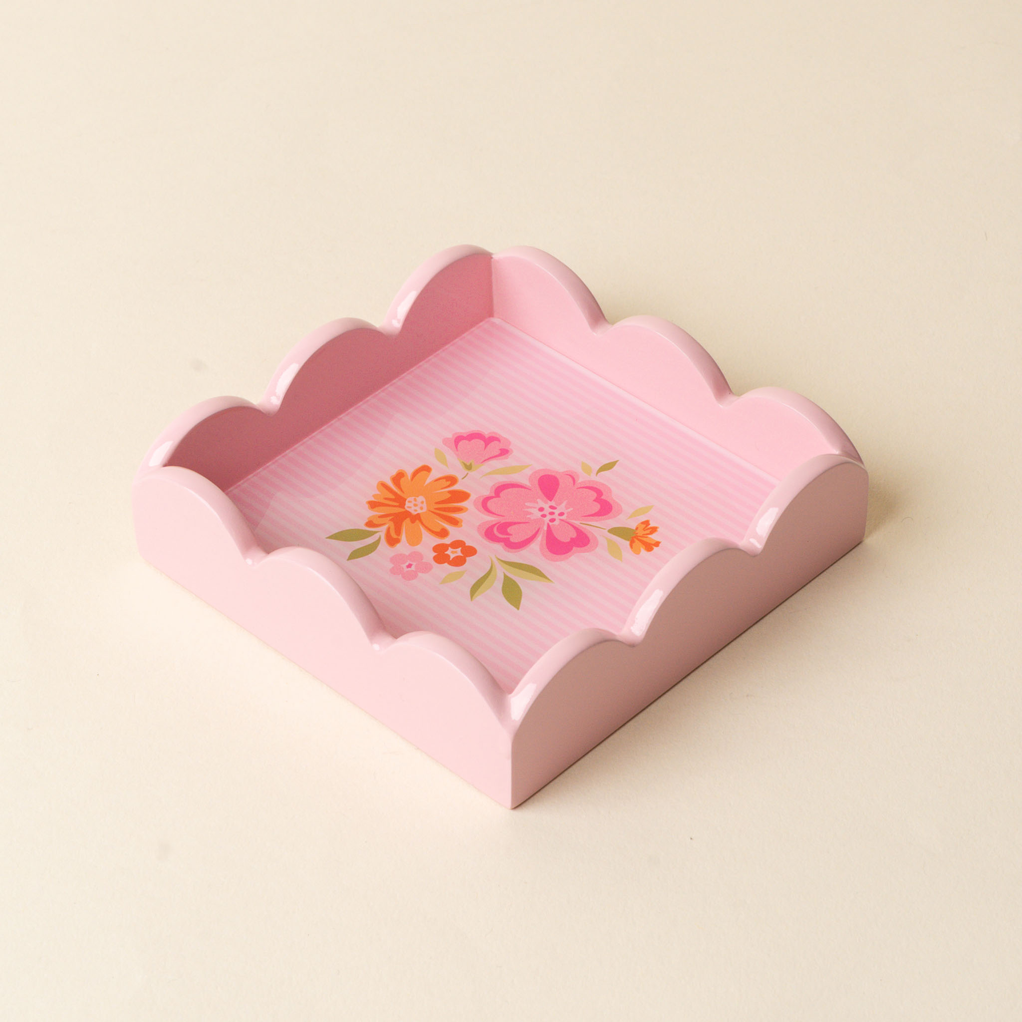 Picture of Scallop Trinket Tray-Dainty Floral Blush