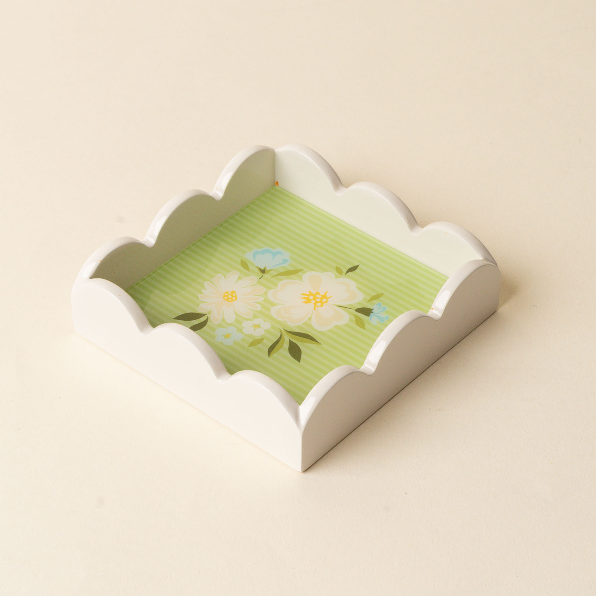 Picture of Scallop Trinket Tray-Dainty Floral Green