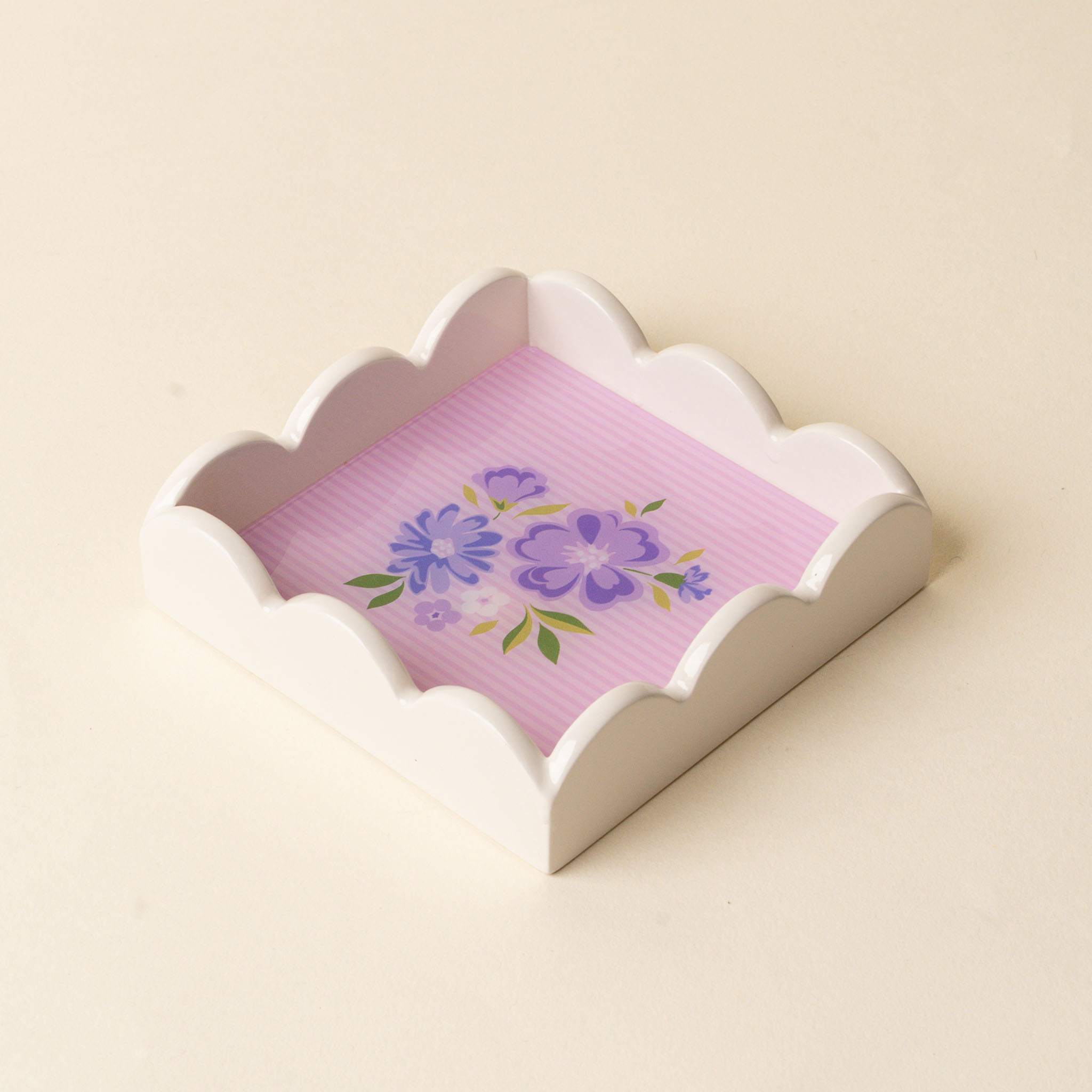 Picture of Scallop Trinket Tray-Dainty Floral Purple