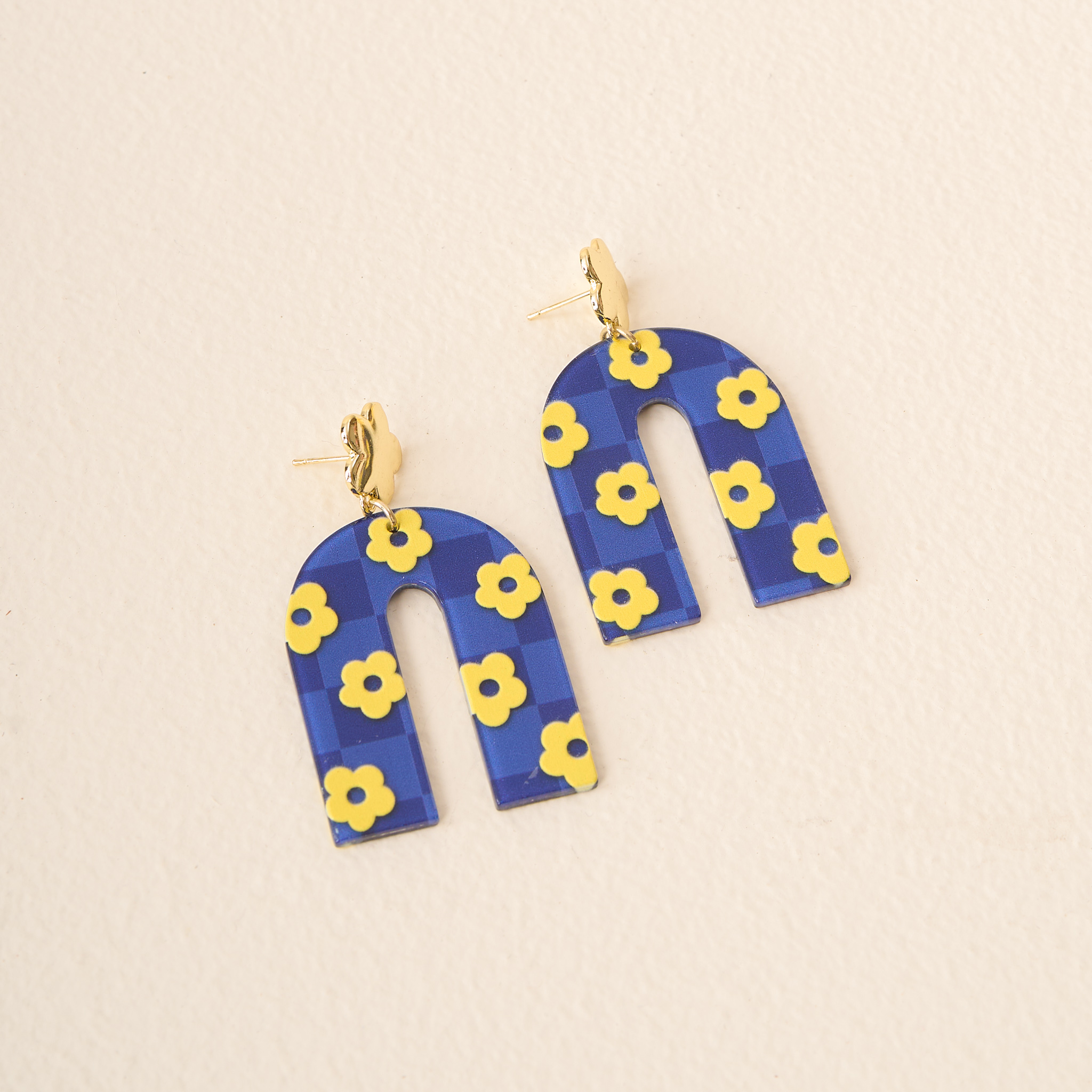 Picture of Acrylic Earring-Navy Yellow