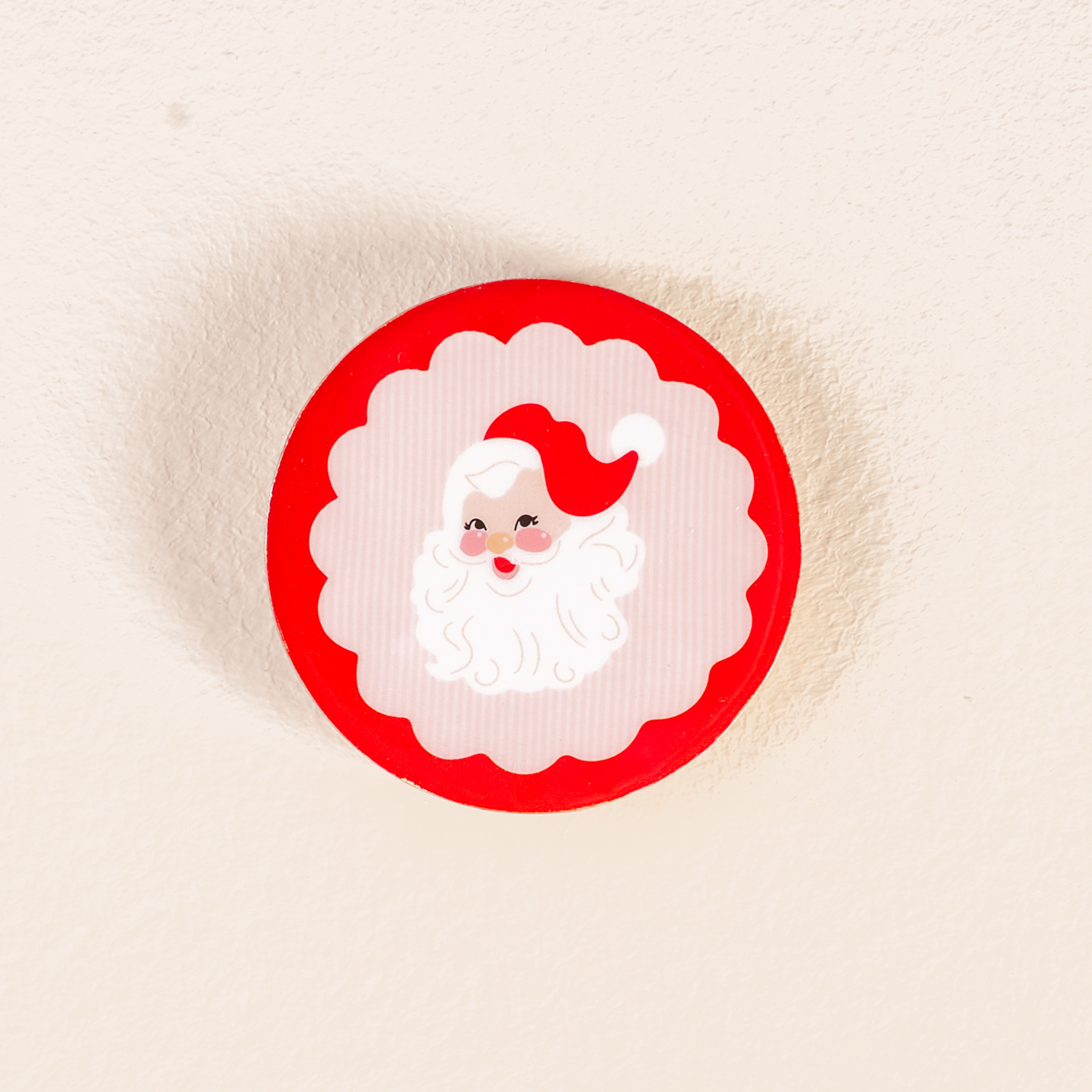 Picture of Wood Enamel Coaster-Holly Jolly Santa