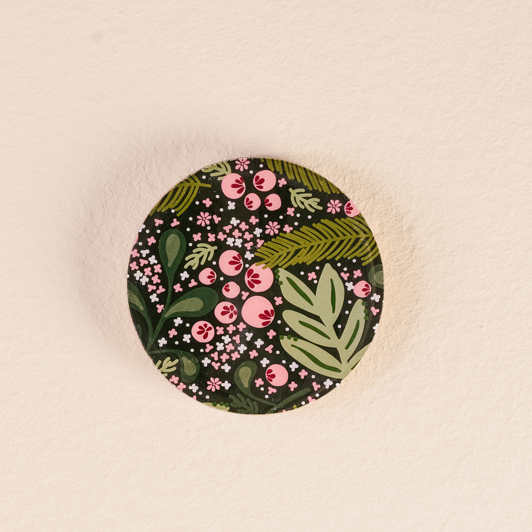 Picture of Wood Enamel Coaster-Jolly Sprig